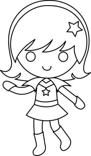 free girl clipart black and white - photo #7