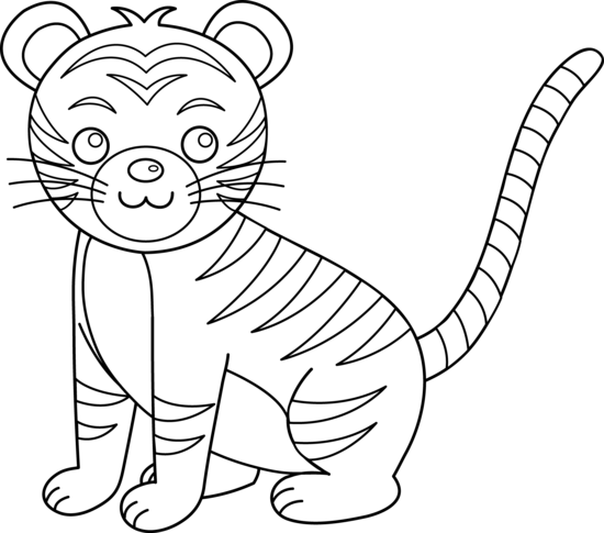 tiger clipart black and white free - photo #37