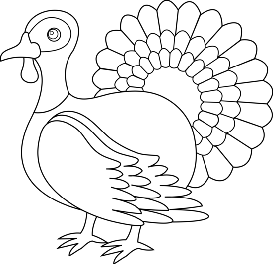 Cute Turkey Coloring Page Free Clip Art