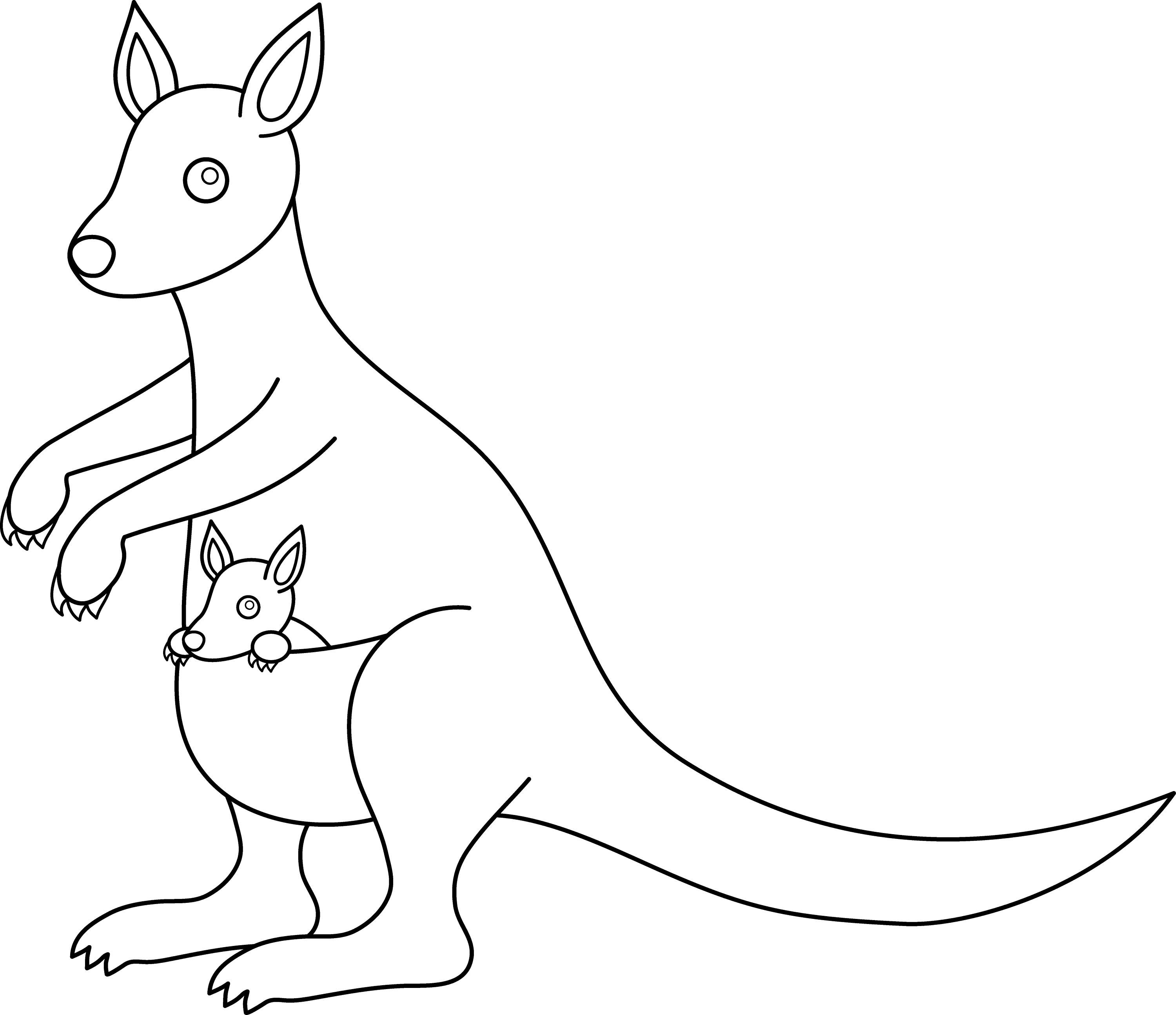 Colorable Kangaroo Design Free Clip Art