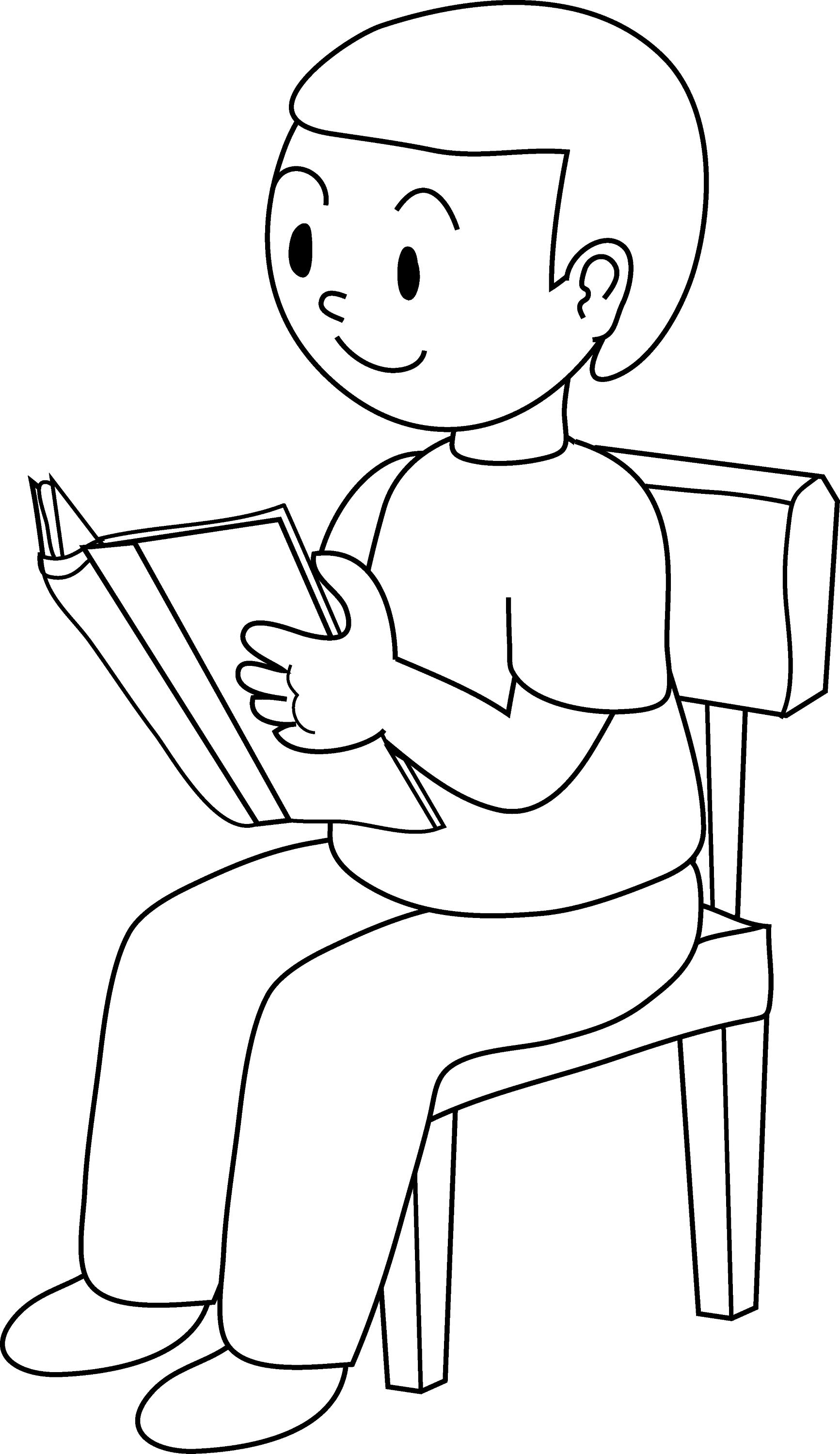 child reading clipart black white - photo #46