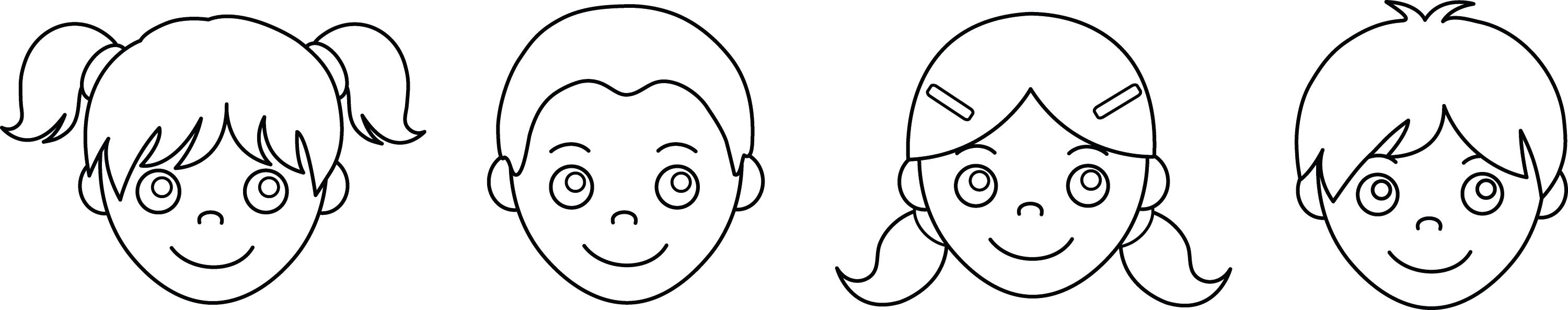 Childrens Faces Coloring Page Free Clip Art