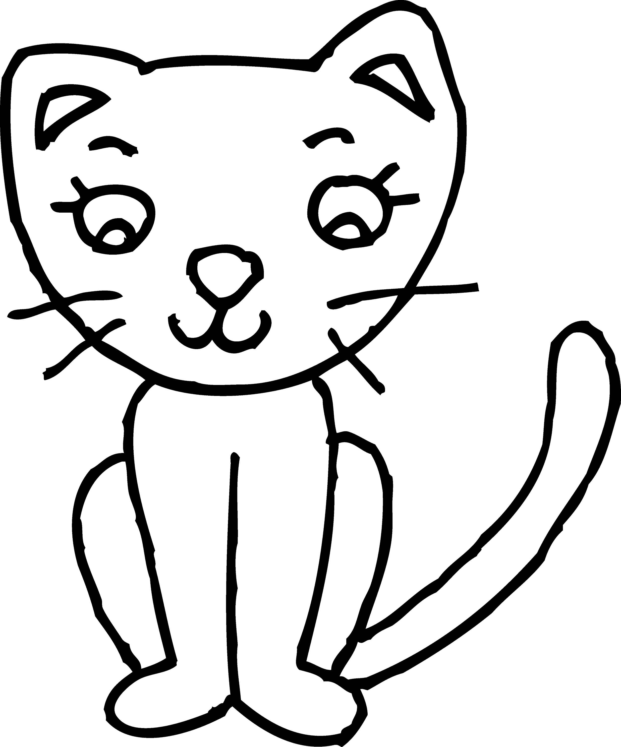Cute Kitty Colorable Line Art Free Clip Art