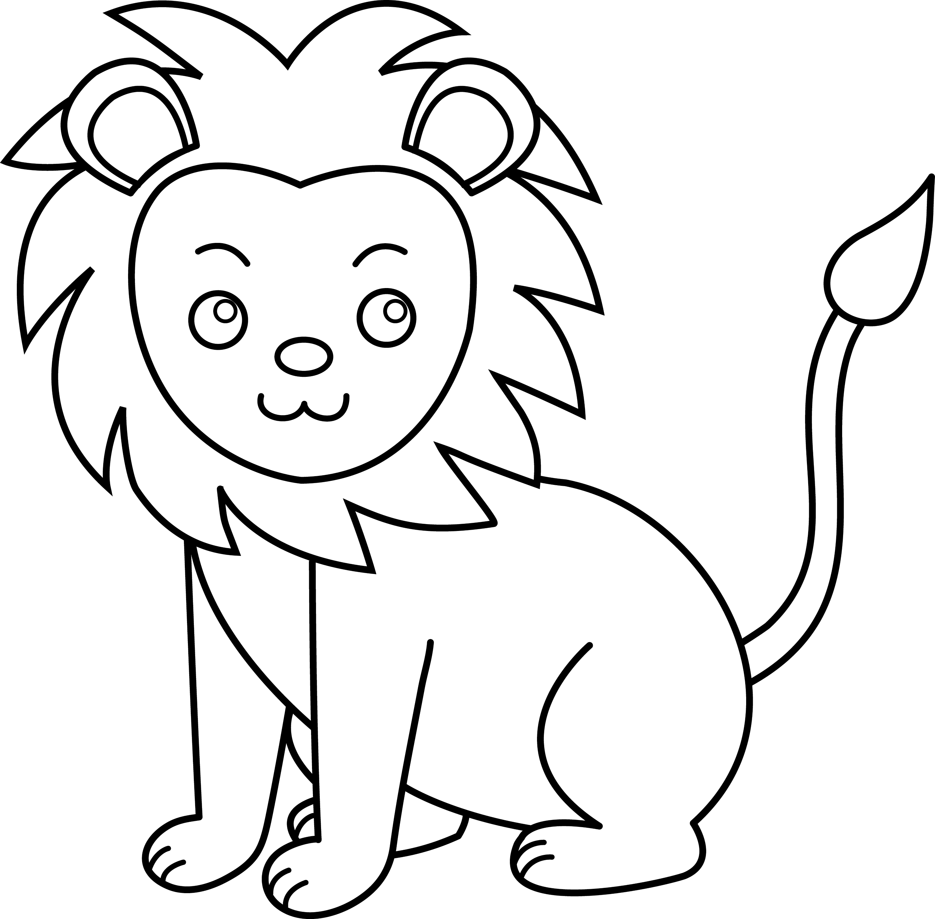 Cute Lion Line Art Free Clip Art