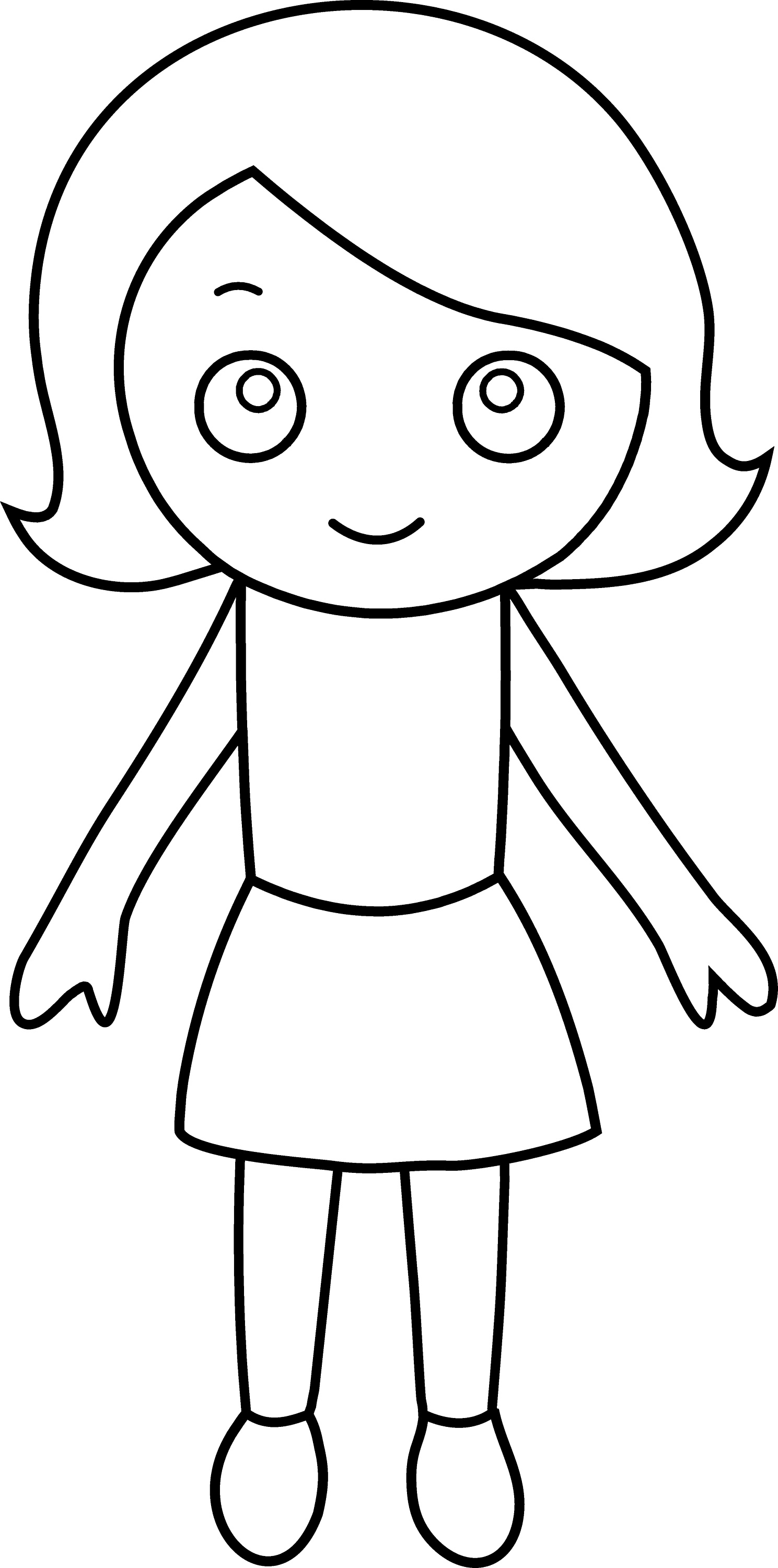 Little Girl Coloring Page Free Clip Art