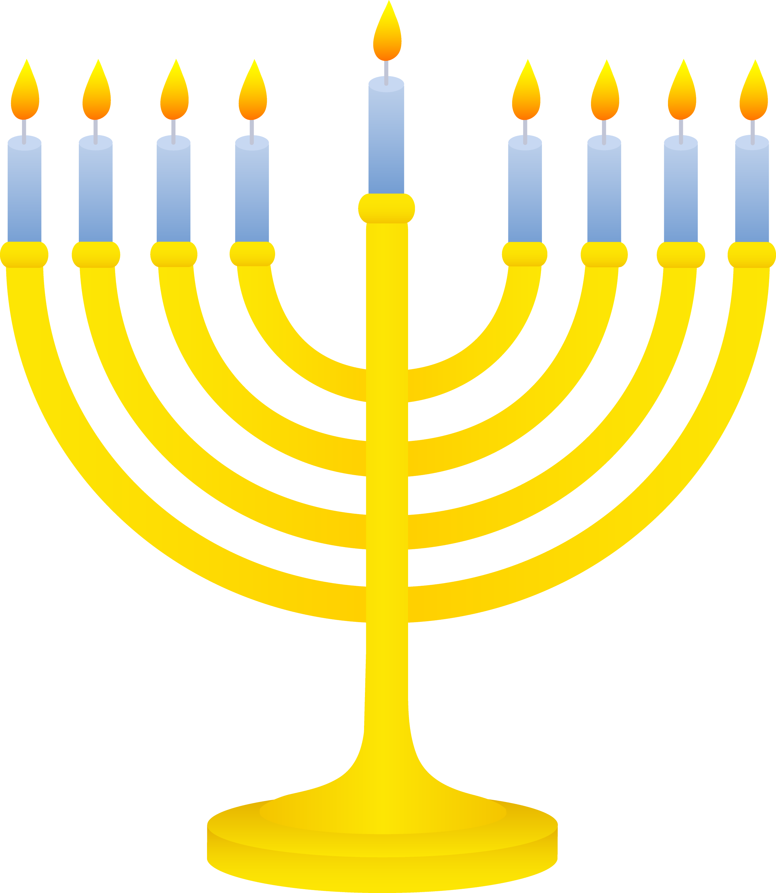 Golden Menorah With Lit Candles Free Clip Art