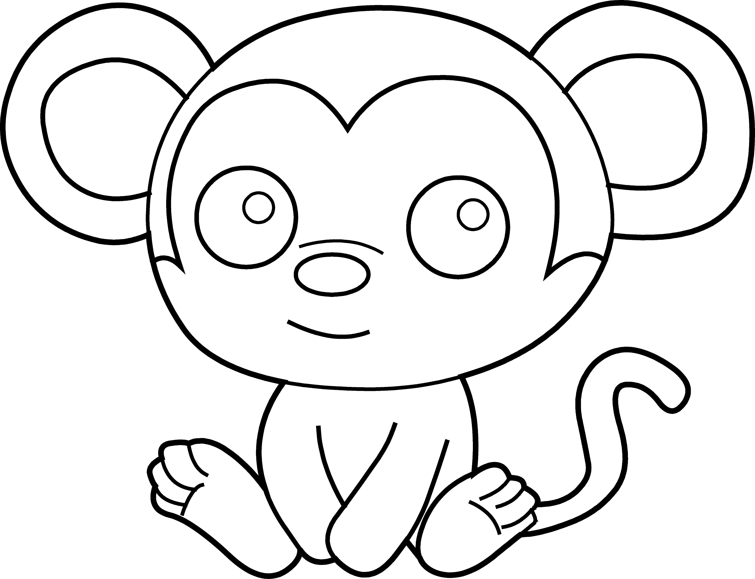 Little Monkey Coloring Page - Free Clip Art