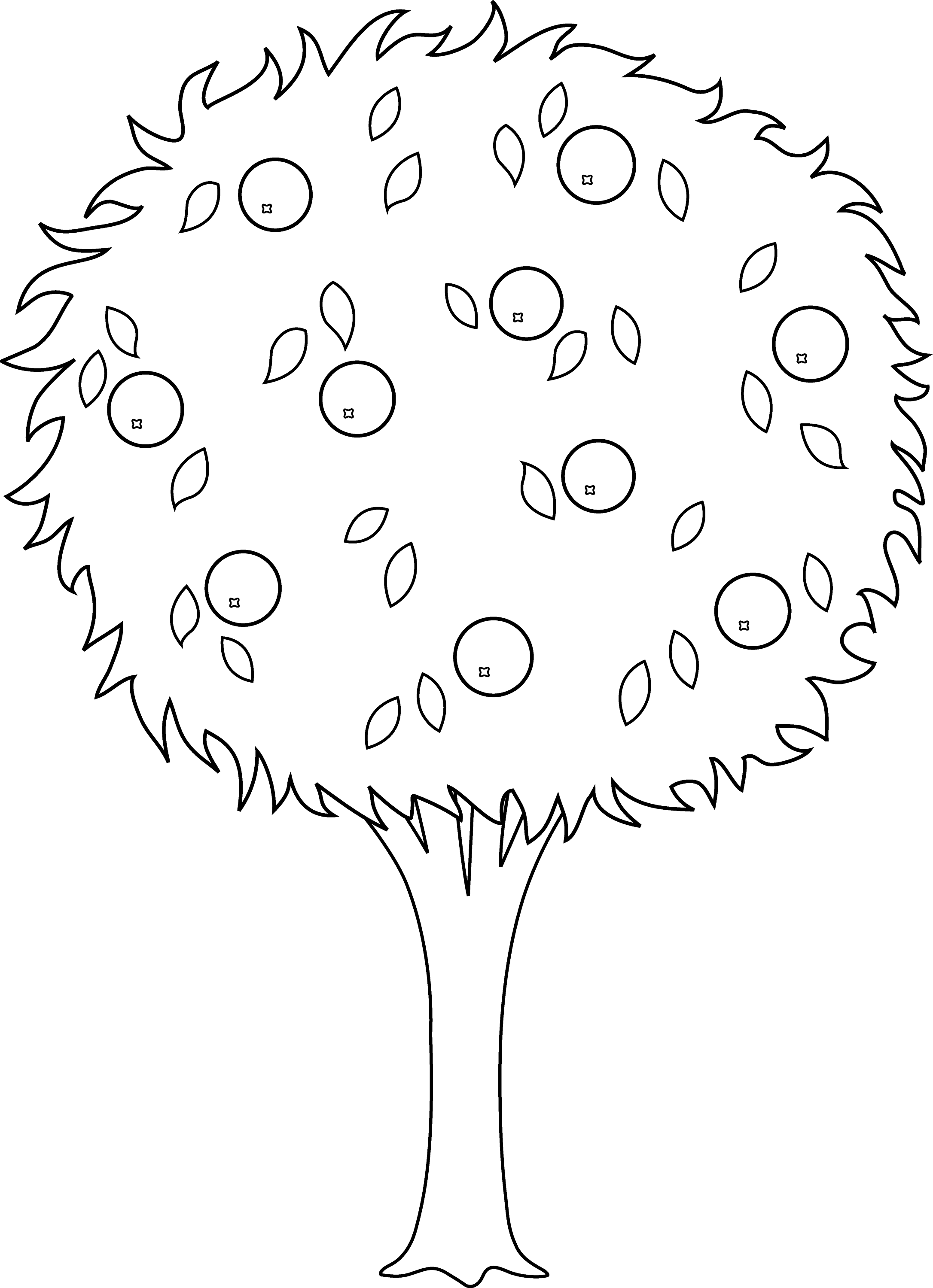 Orange Tree Line Art - Free Clip Art