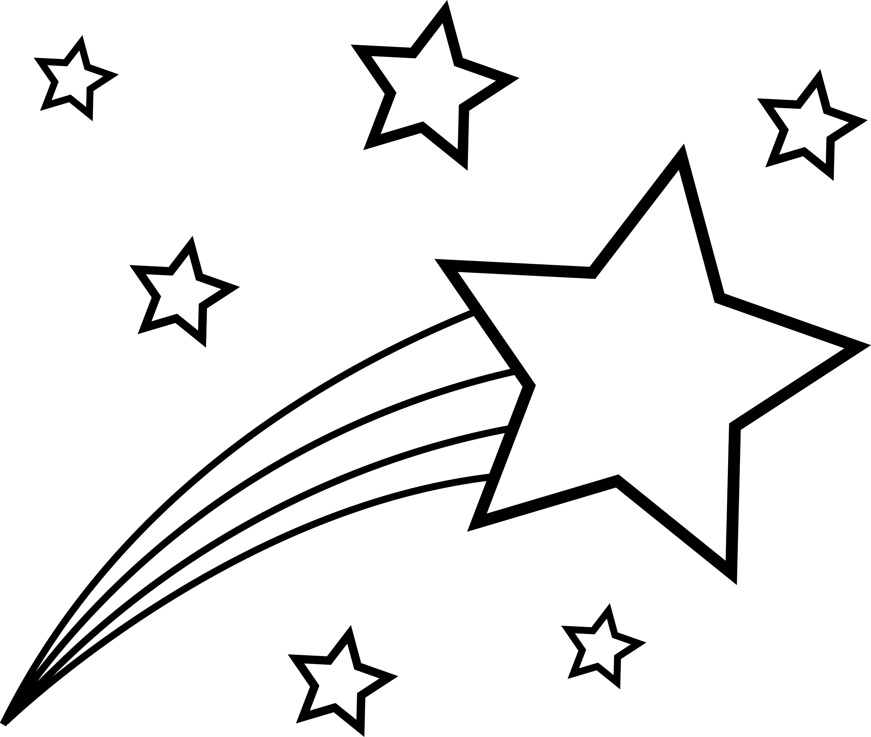 Shooting Star Colorable Line Art Free Clip Art