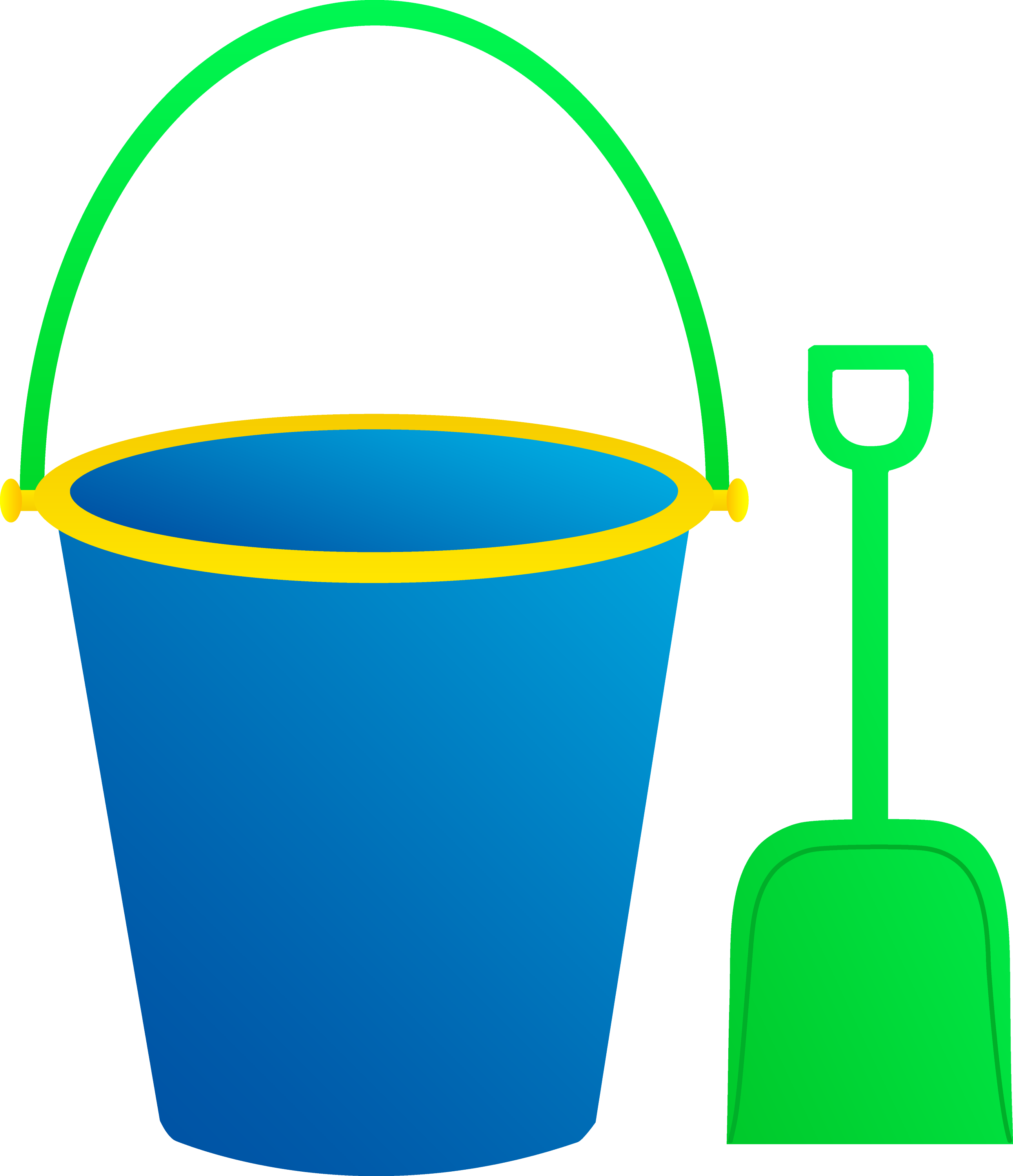 Blue Bucket and Green Shovel