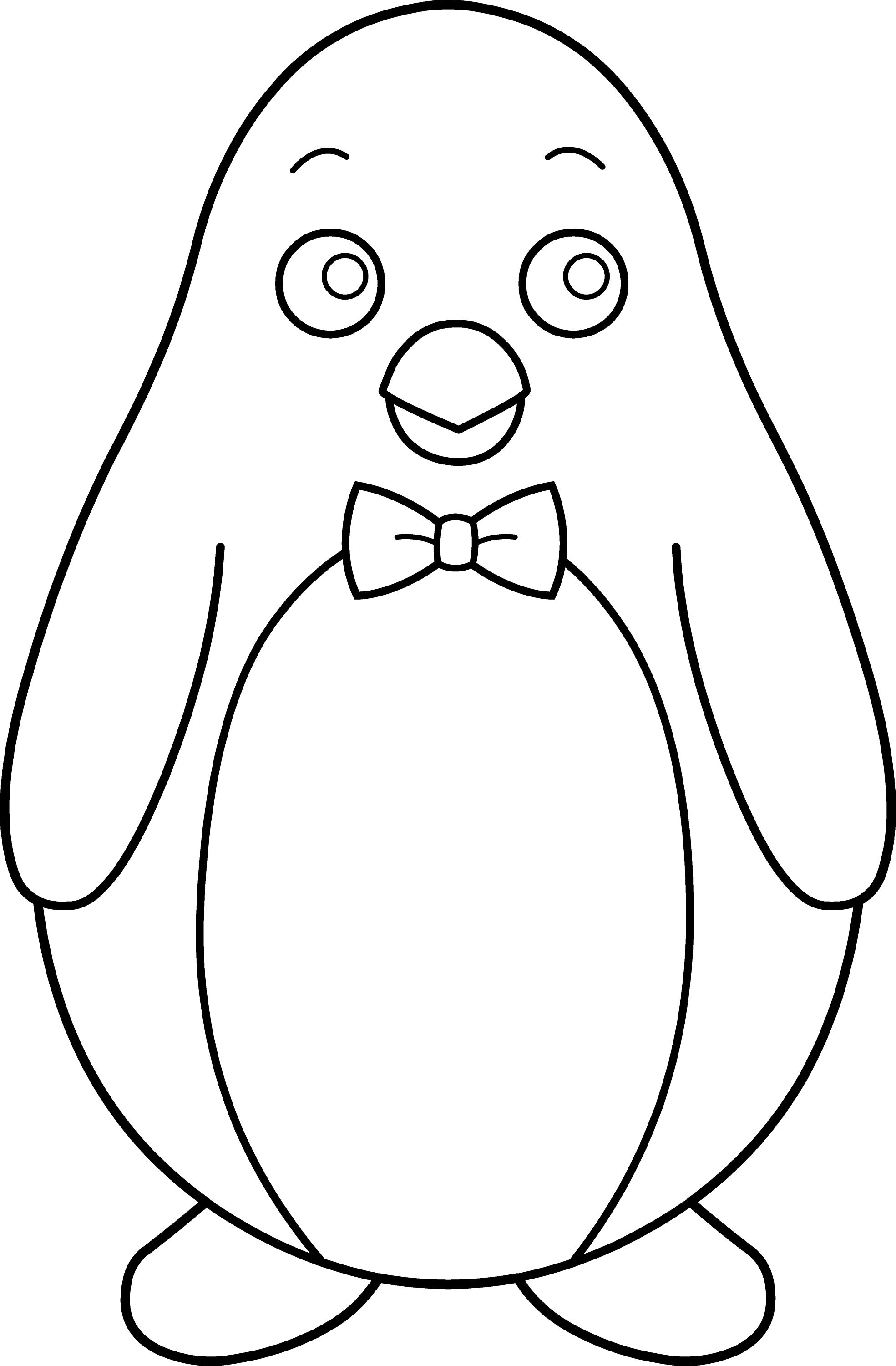 Colorable Penguin With Bow Tie Free Clip Art