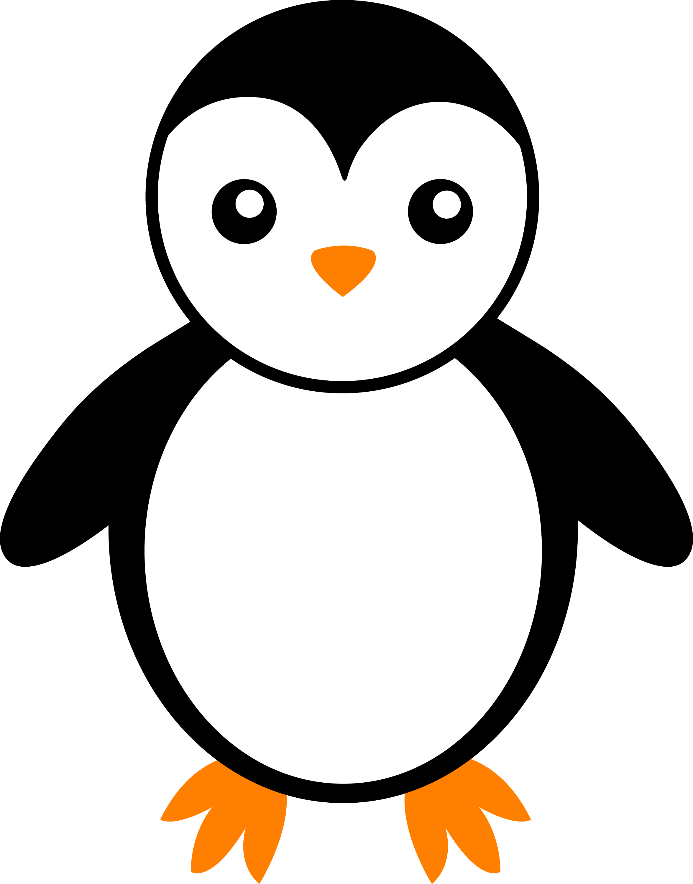 Black and White Penguin Free Clip Art