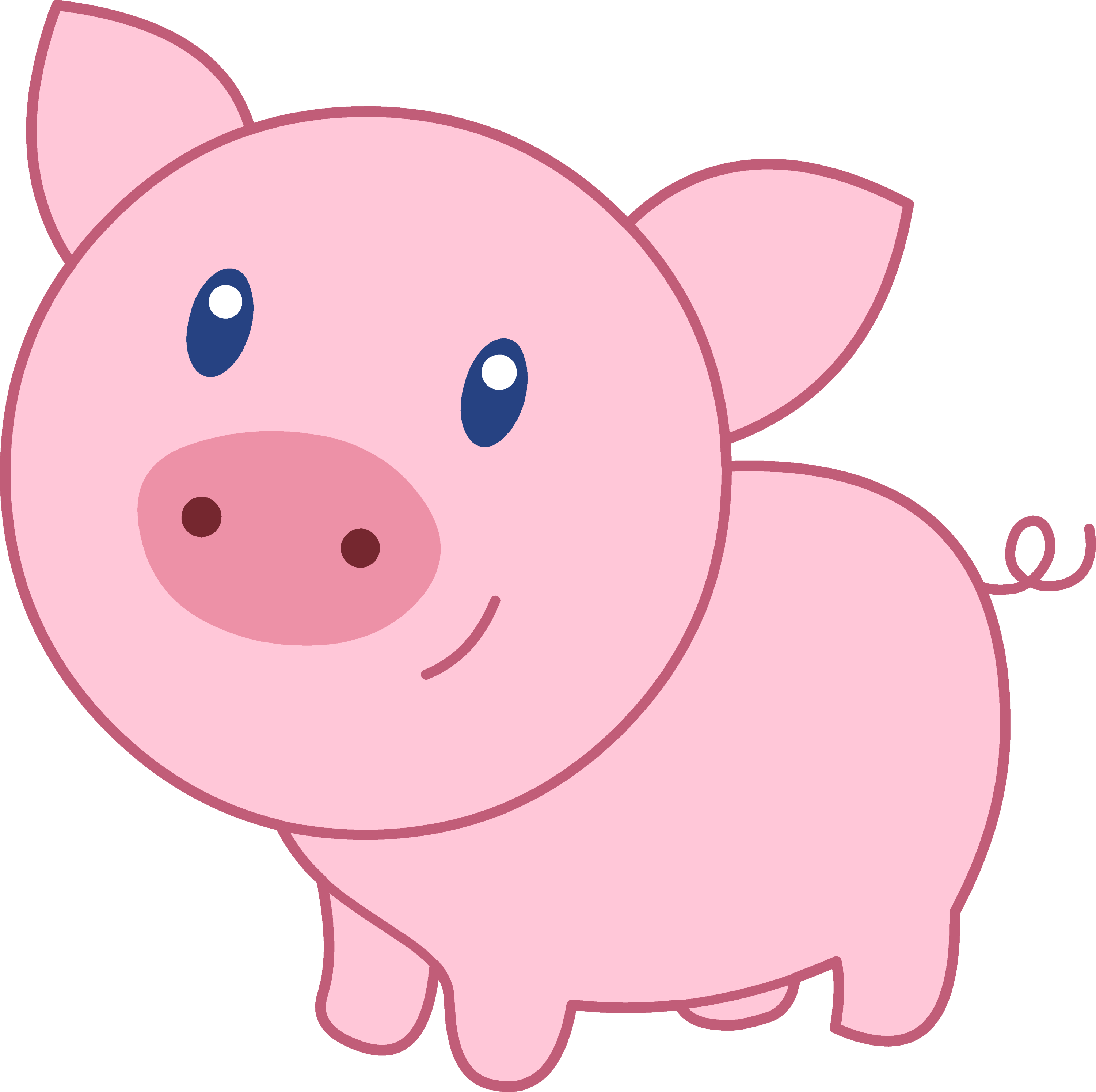 Cute Happy Pink Pig Free Clip Art