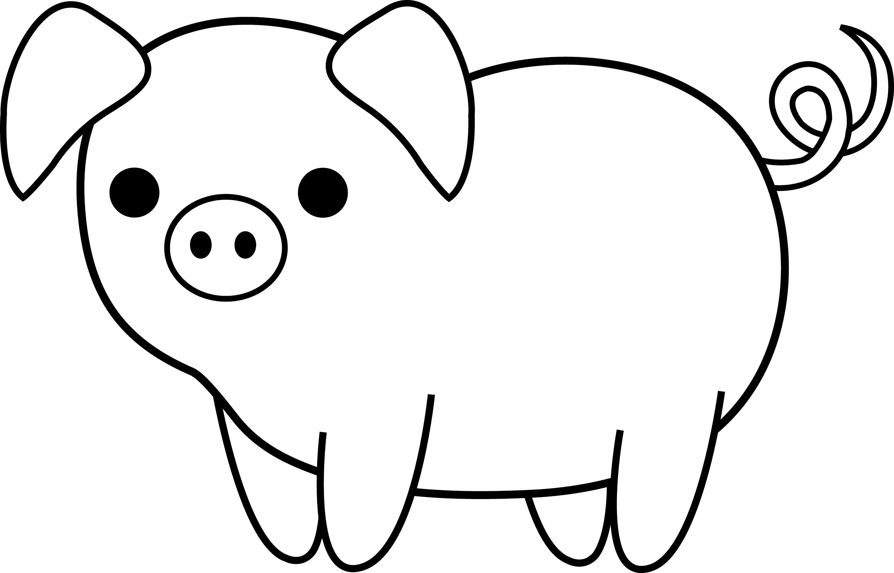 free black and white pig clipart - photo #5