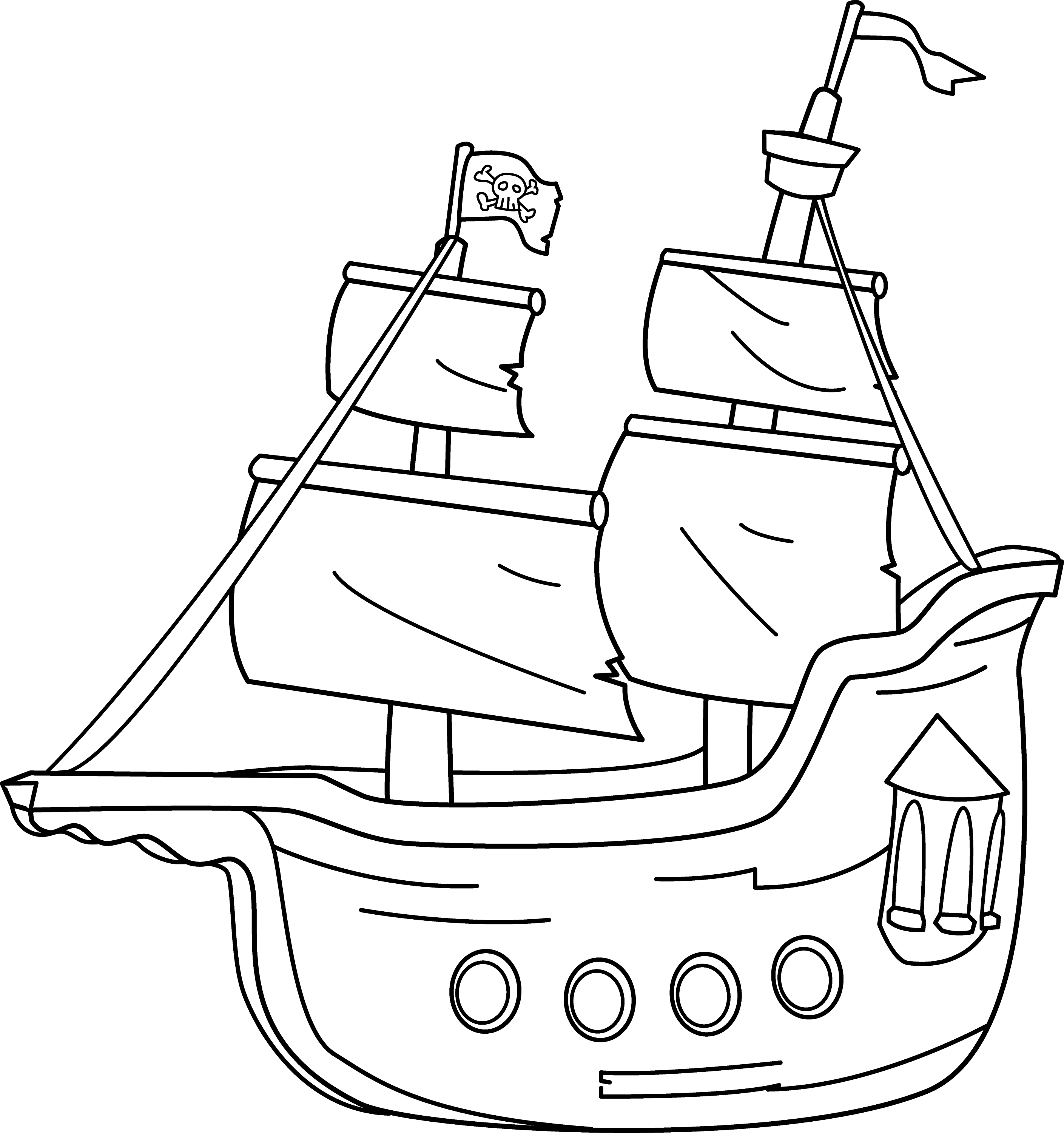 pirate ship clipart black and white - photo #8