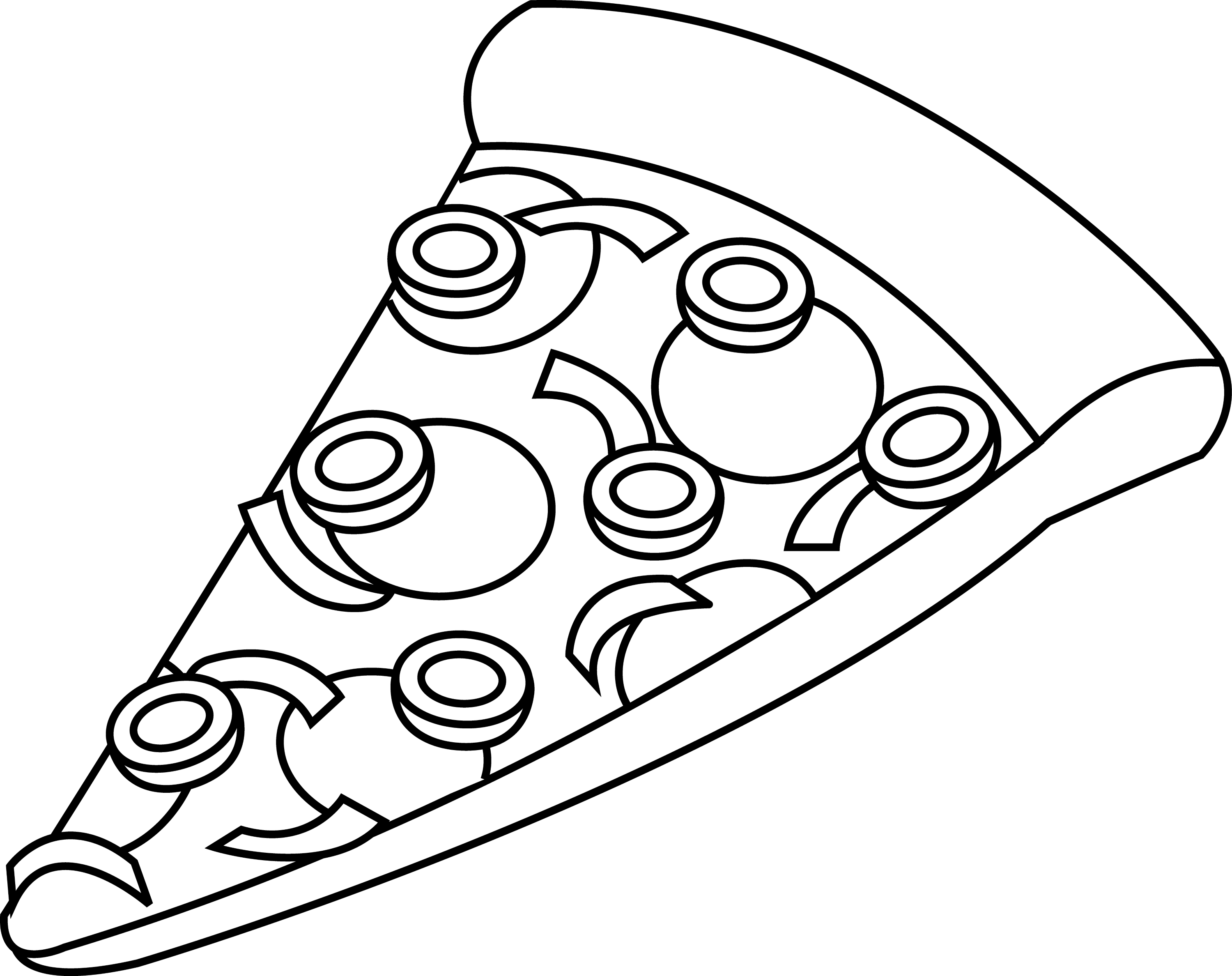 Line Art of a Slice of Pizza Free Clip Art