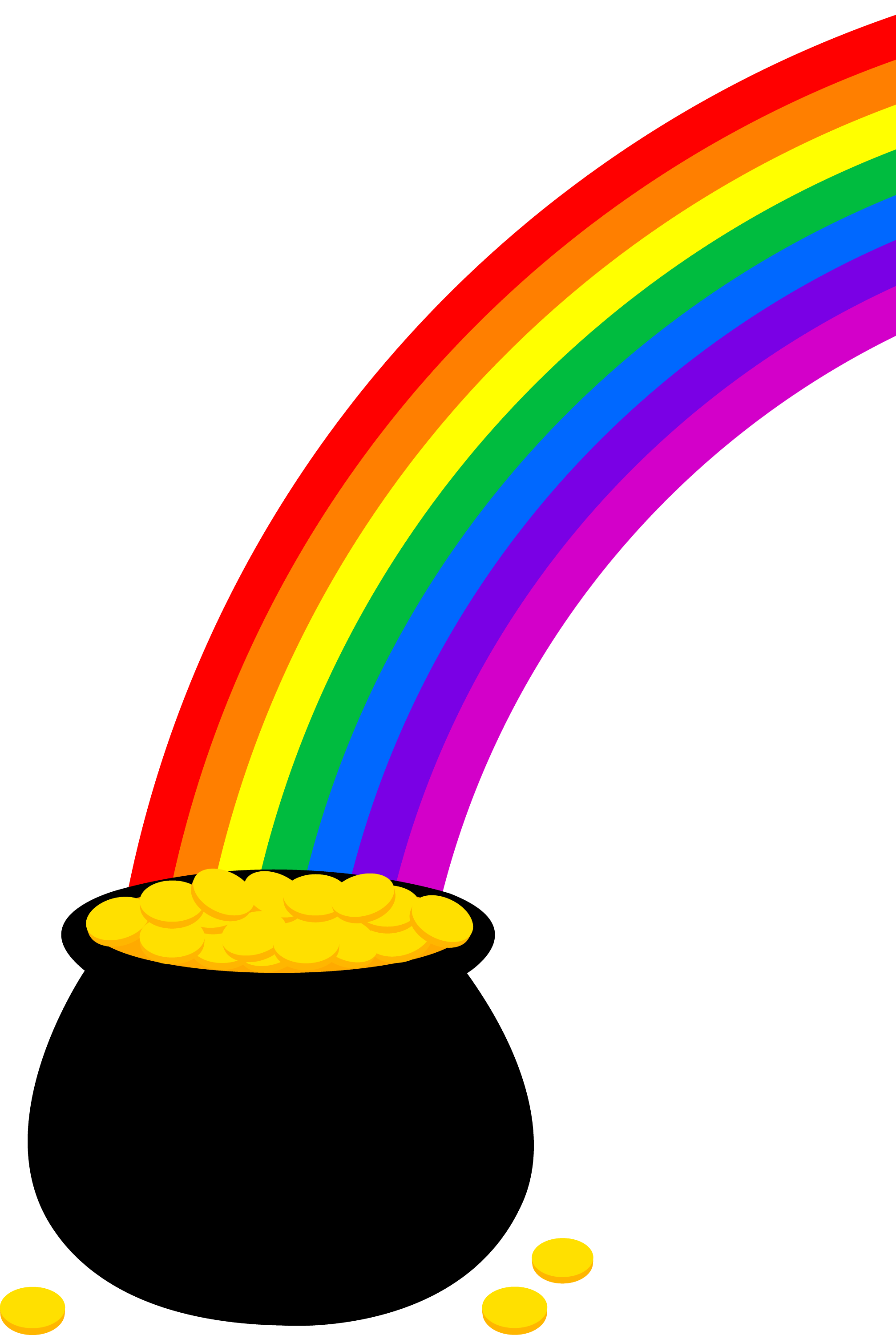 Pot of Gold With Rainbow - Free Clip Art