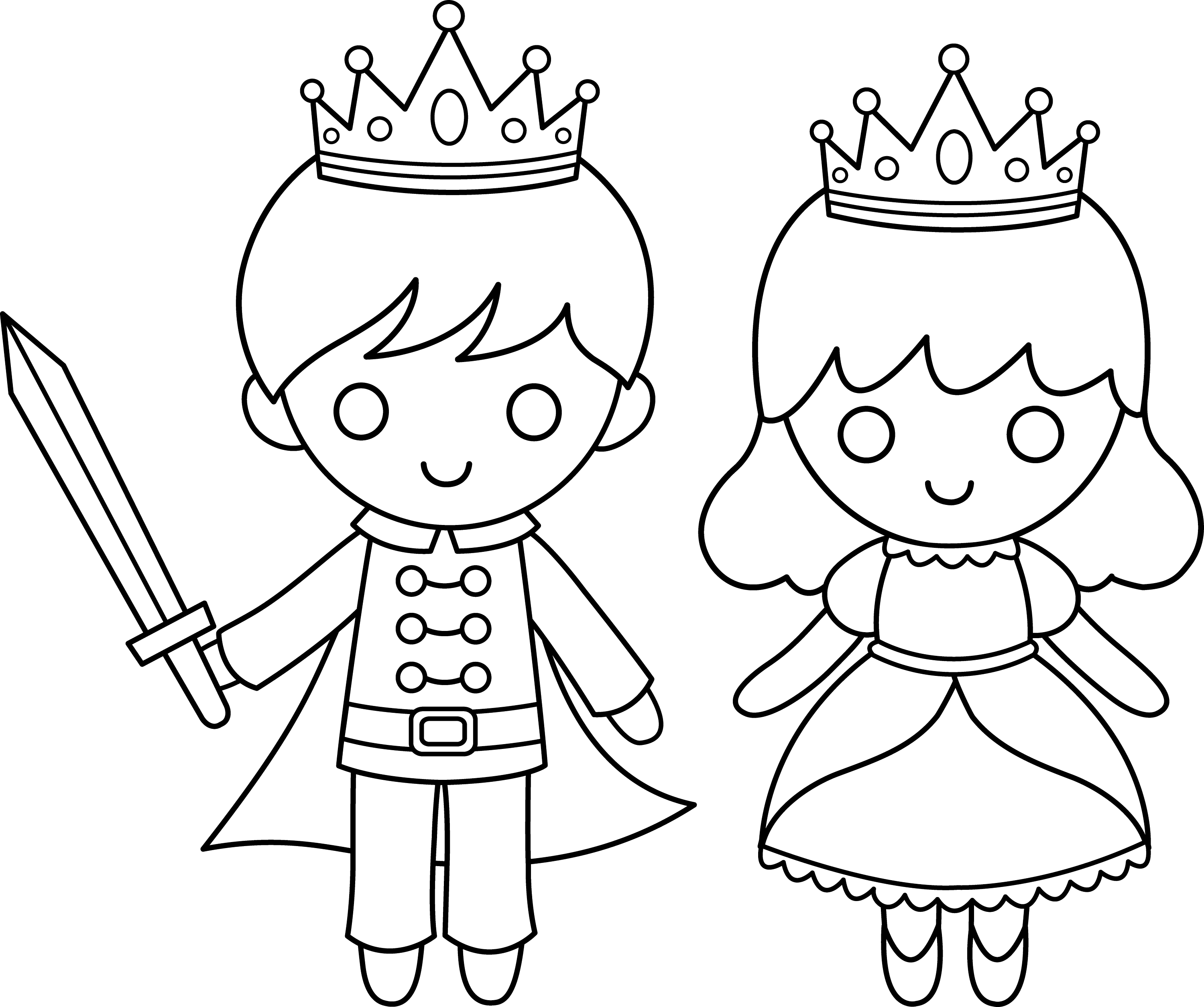 Prince and Princess Line Art Free Clip Art