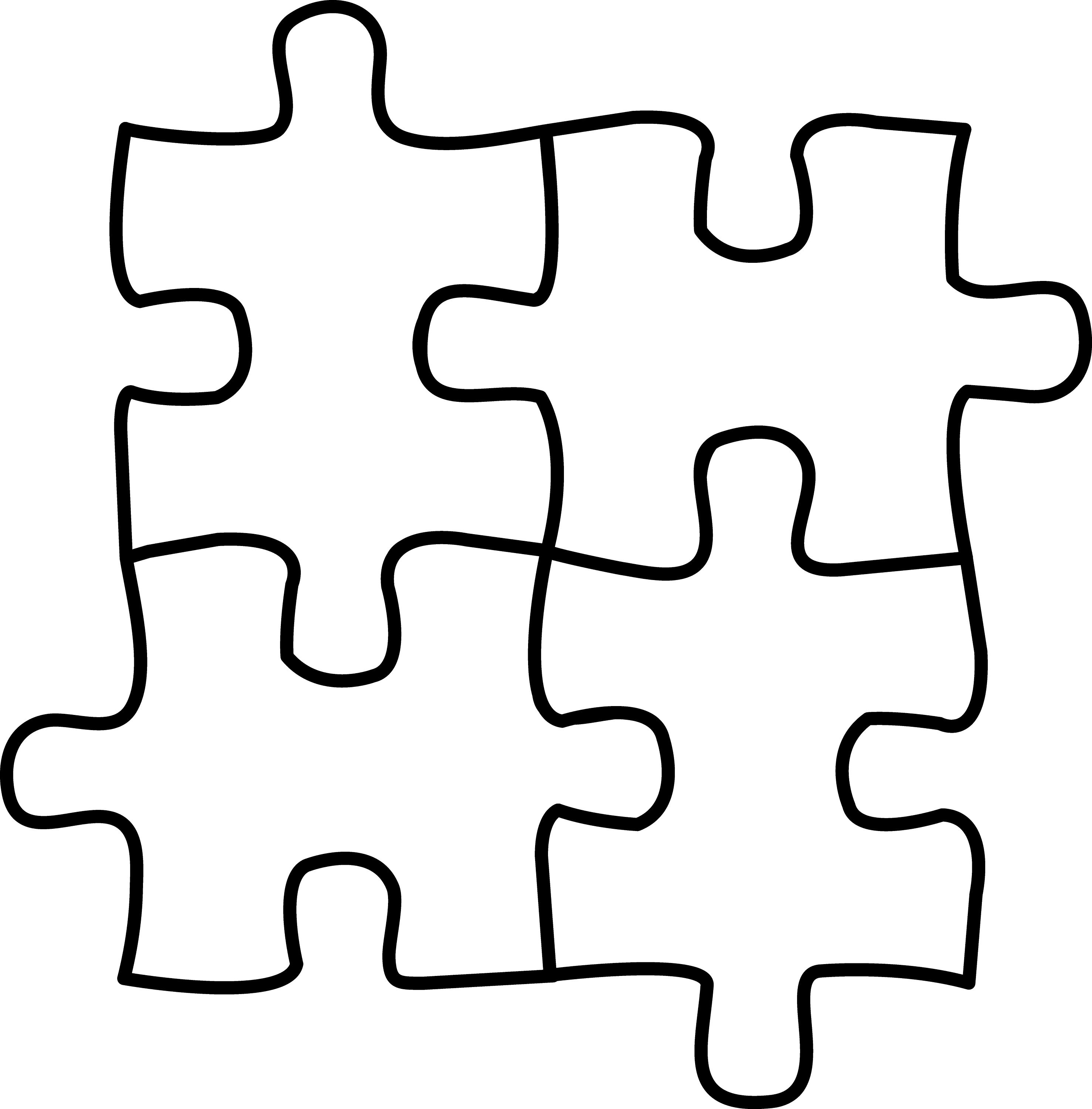 Four Puzzle Pieces For Coloring Free Clip Art