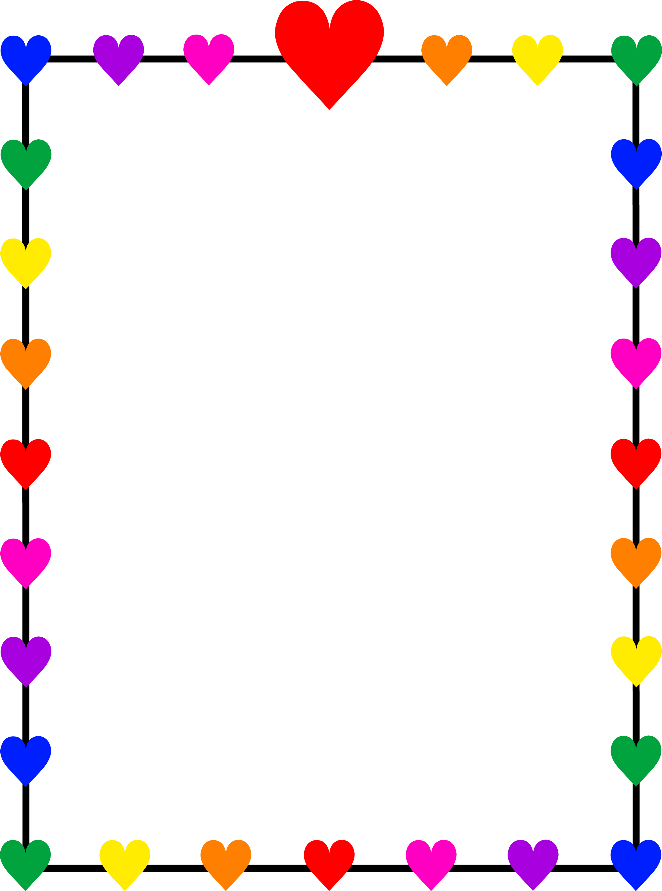 Rainbow Hearts Border Frame Free Clip Art