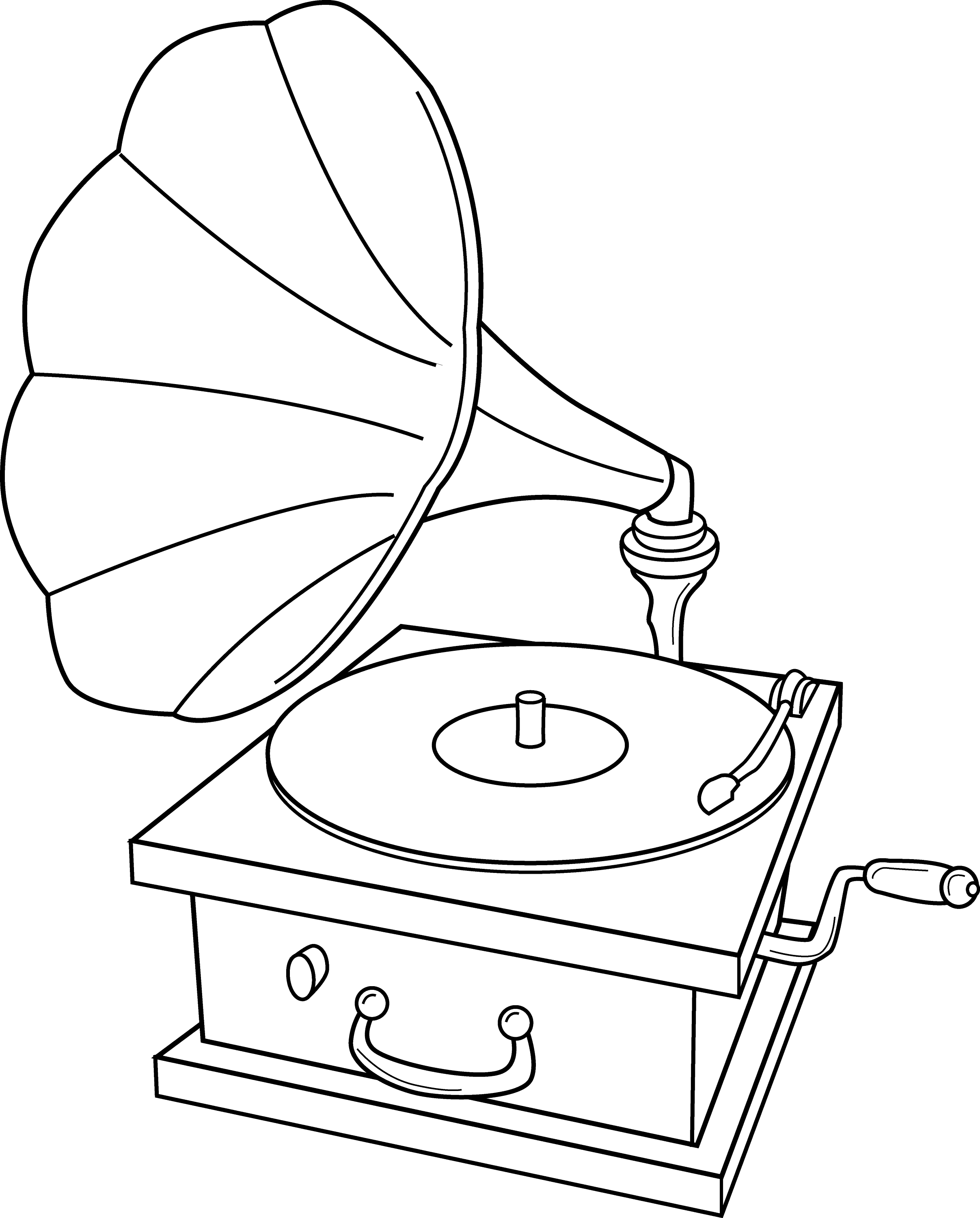 Record Player Coloring Page - Free Clip Art