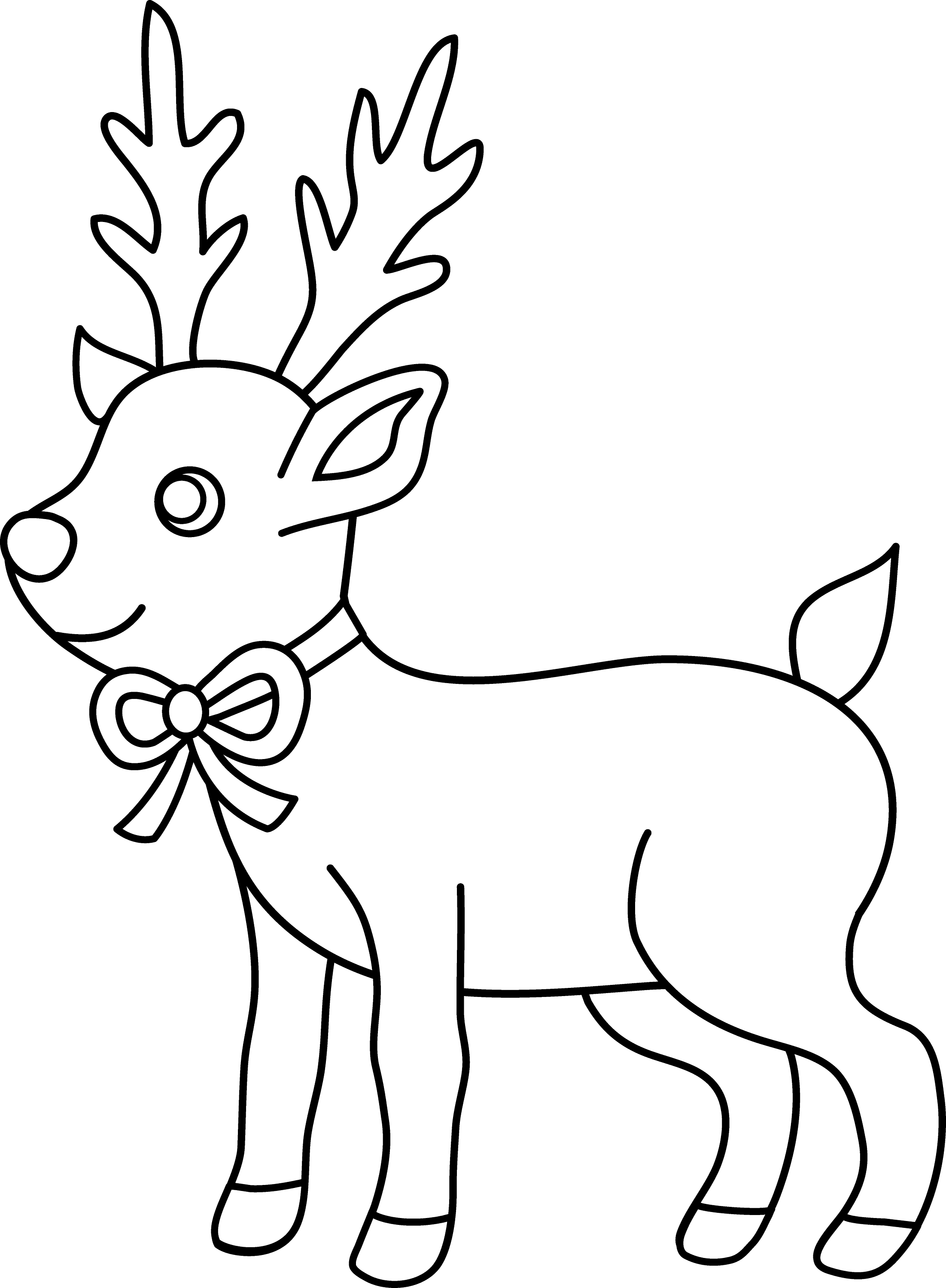 Clip art coloring sheet with reindeer