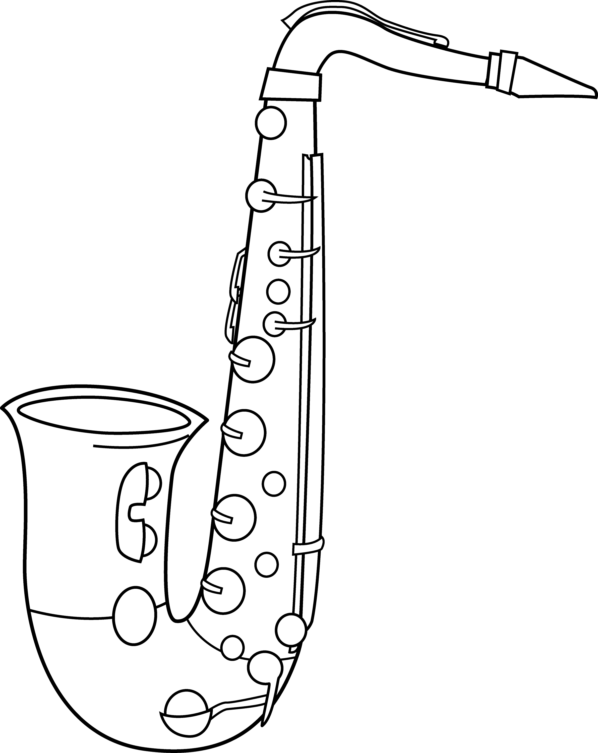 Black and White Saxophone Design - Free Clip Art