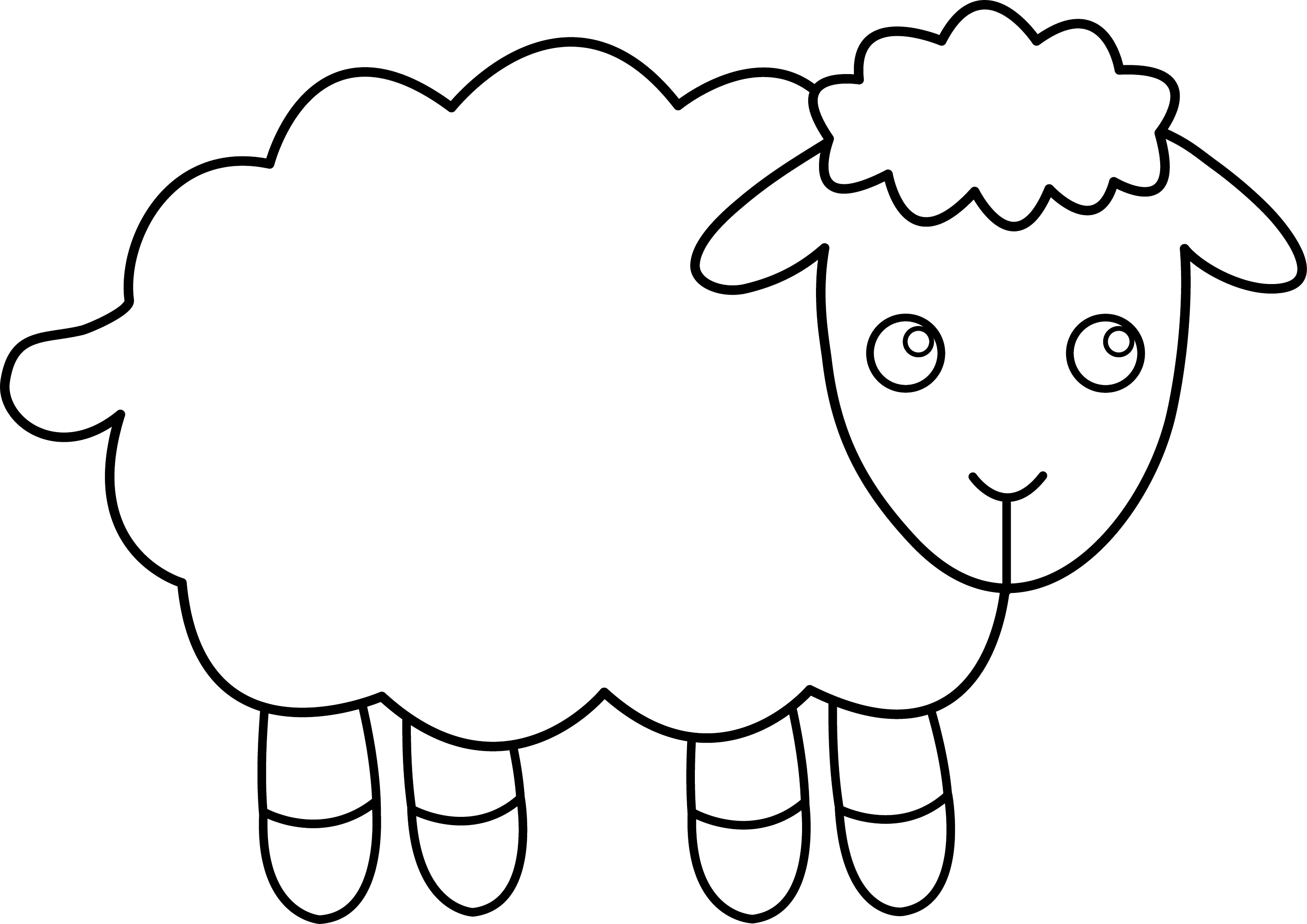 Cute Sheep Line Art Free Clip Art