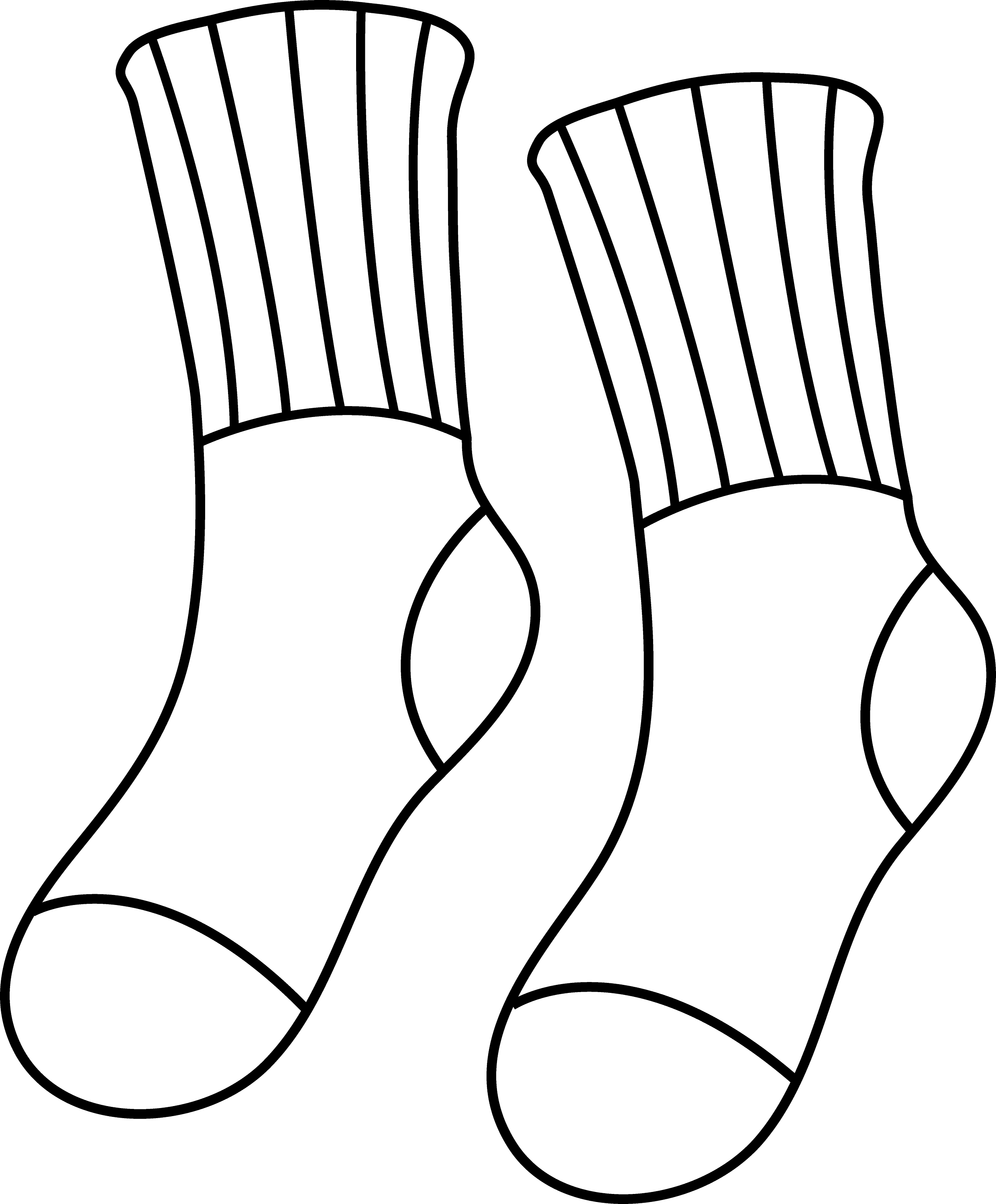 Pair of Socks Line Art Free Clip Art