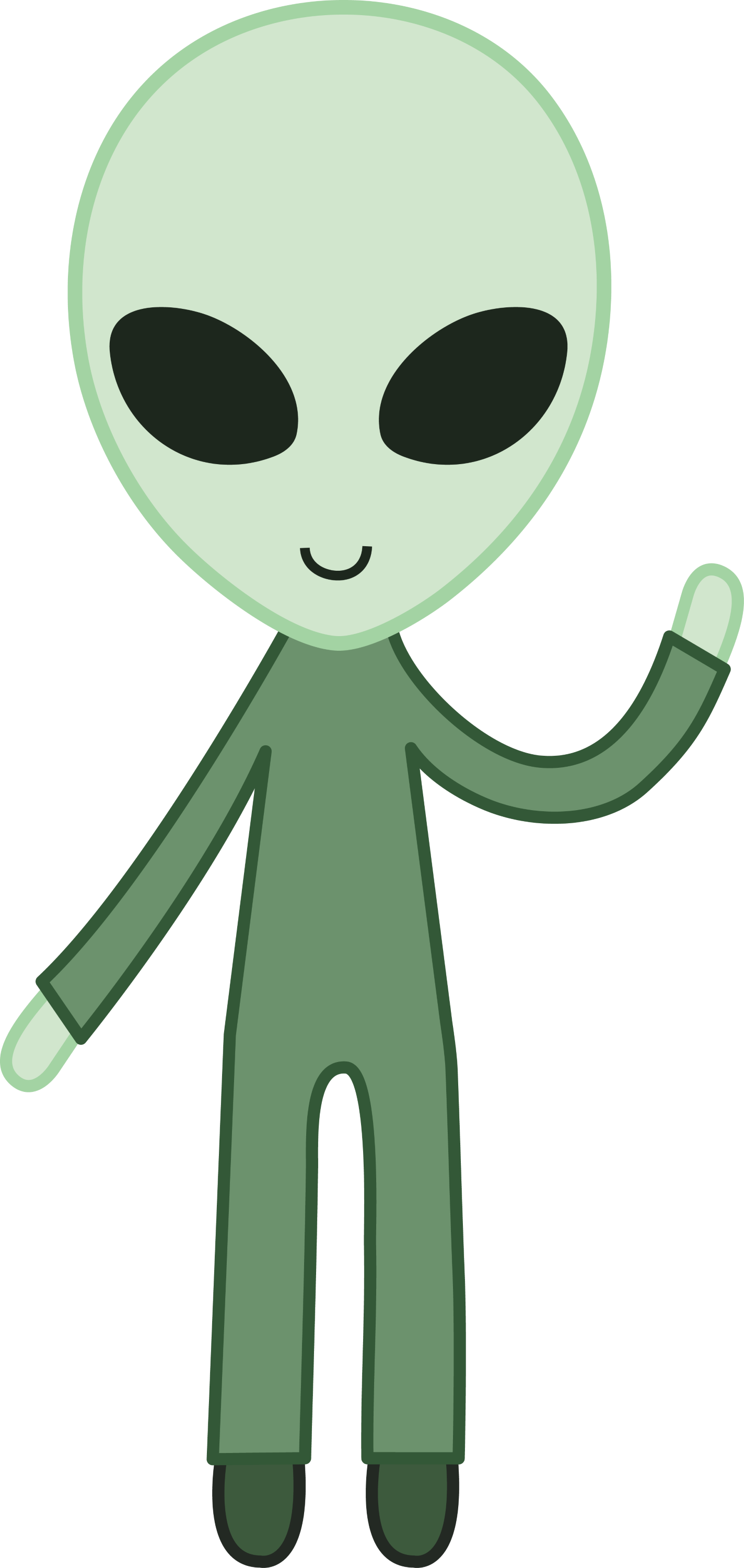 Friendly Green Space Alien - Free Clip Art