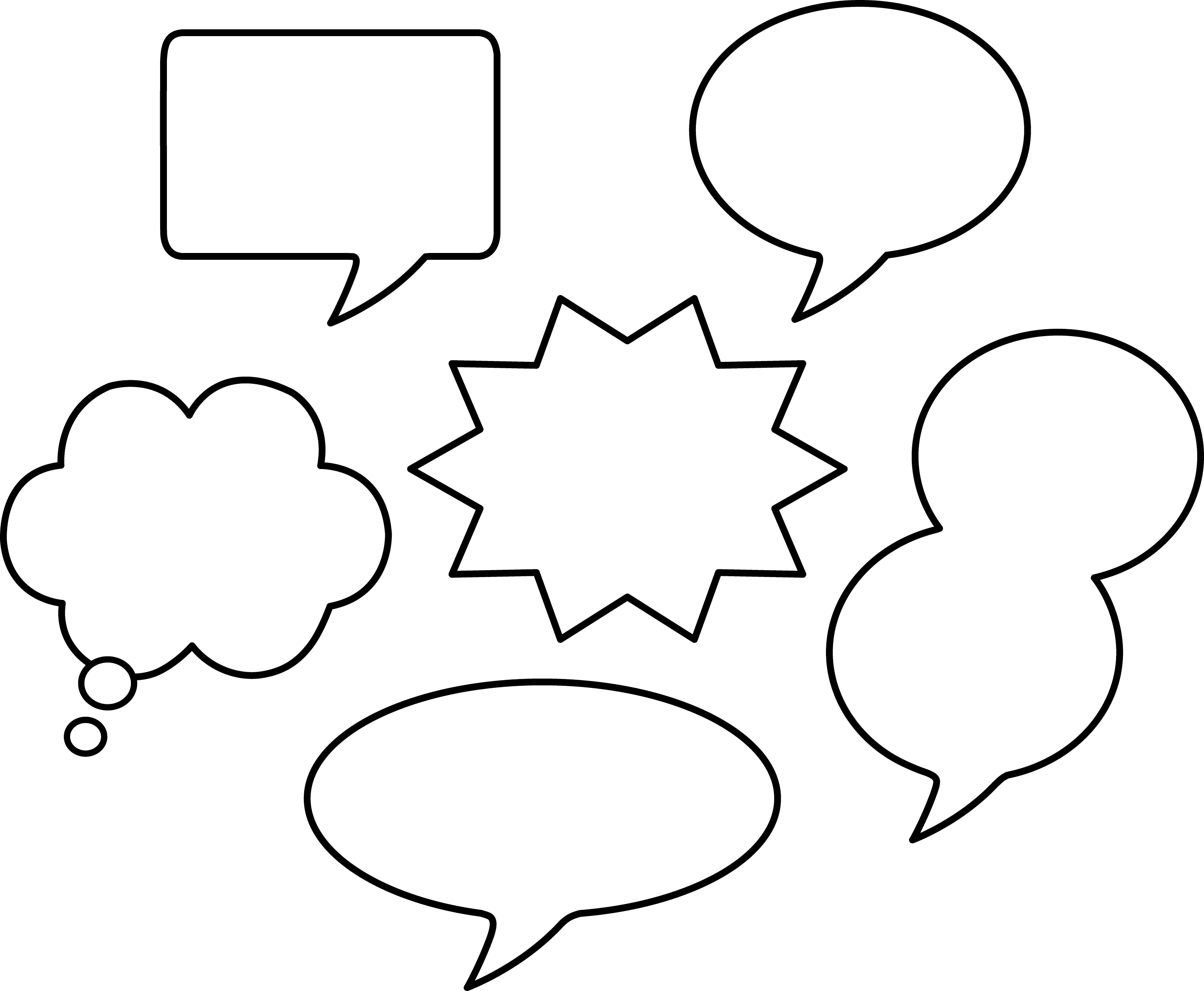 Set Of Blank Comic Speech Bubbles Free Clip Art