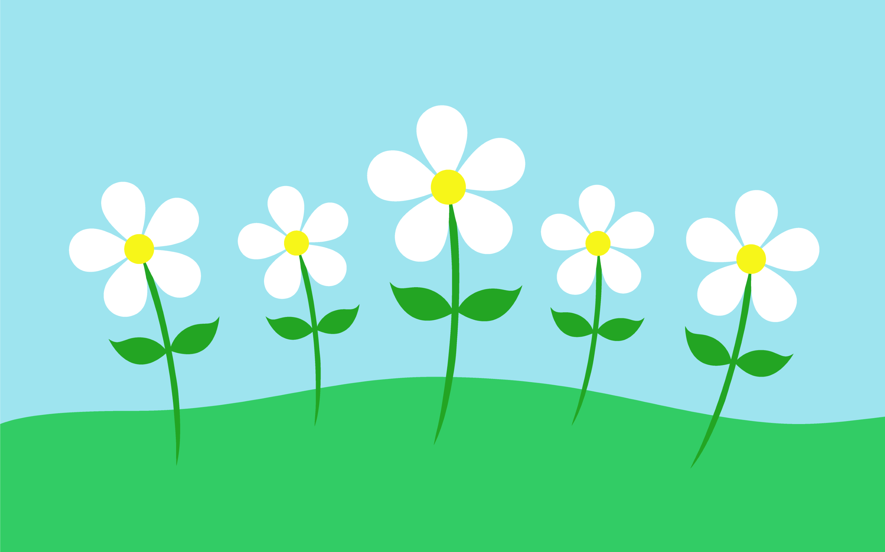 Daisy Flowers in Simple Landscape - Free Clip Art