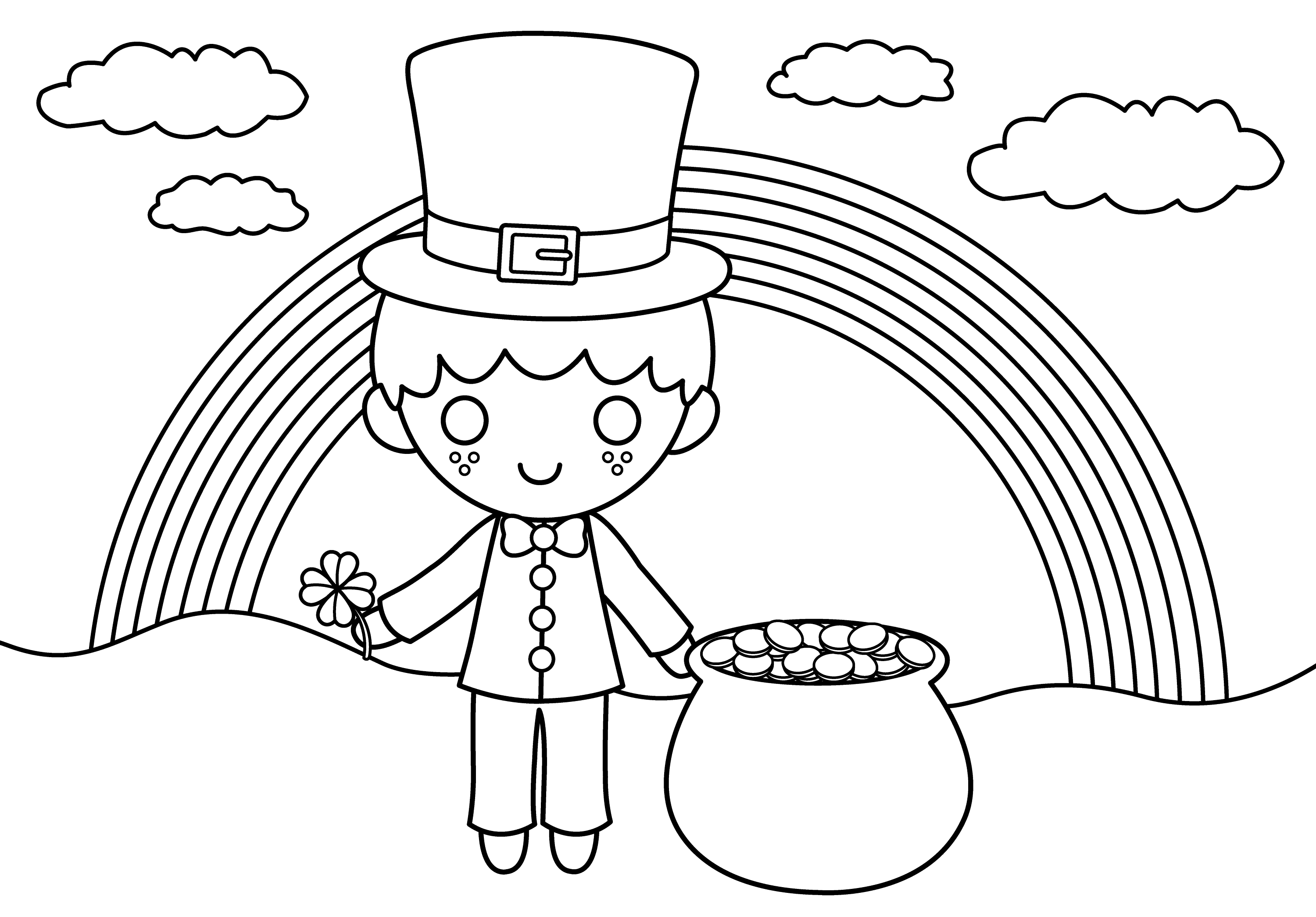 Cute St Patricks Coloring Page Free Clip Art