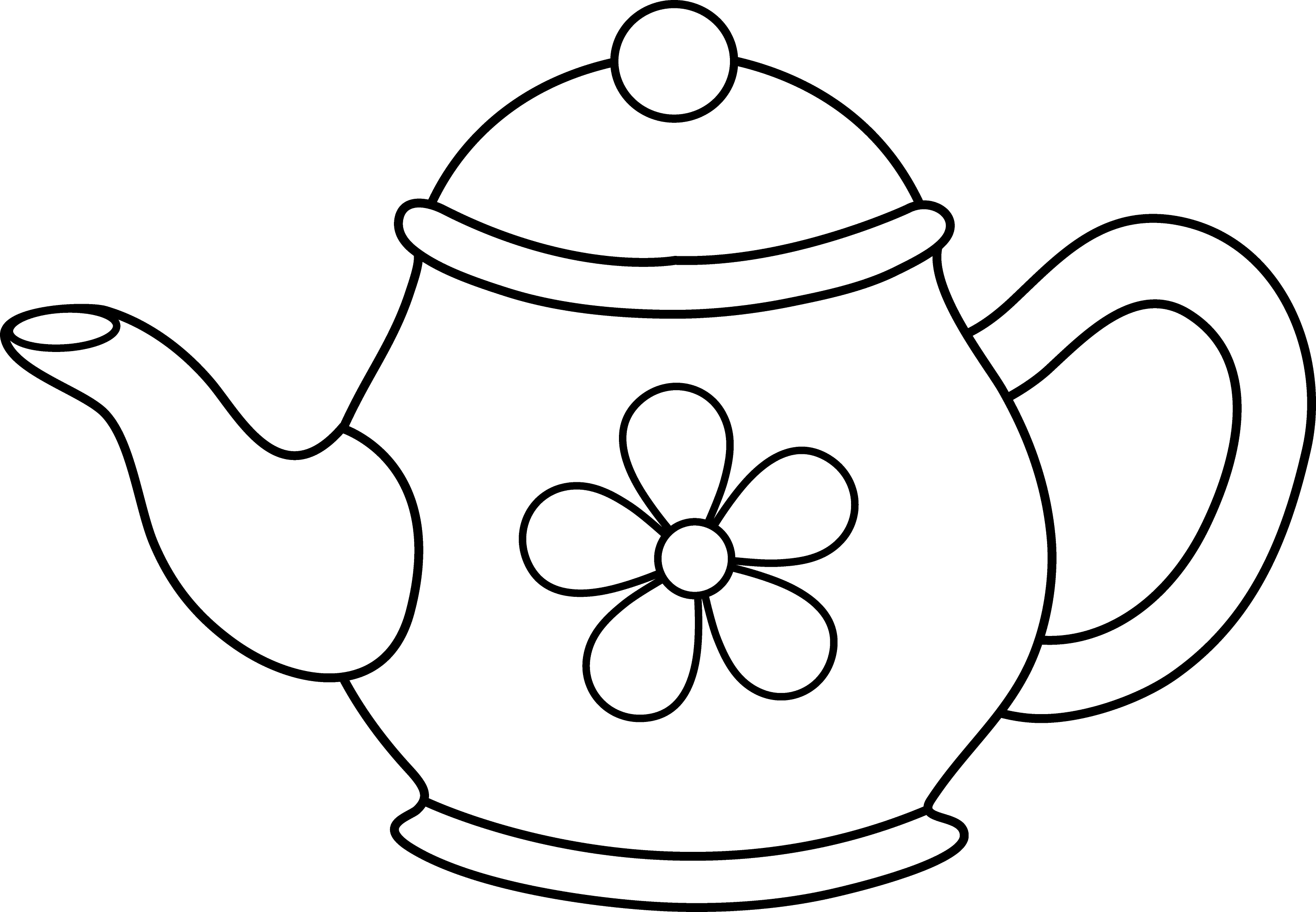 Cute Teapot Line Art Free Clip Art