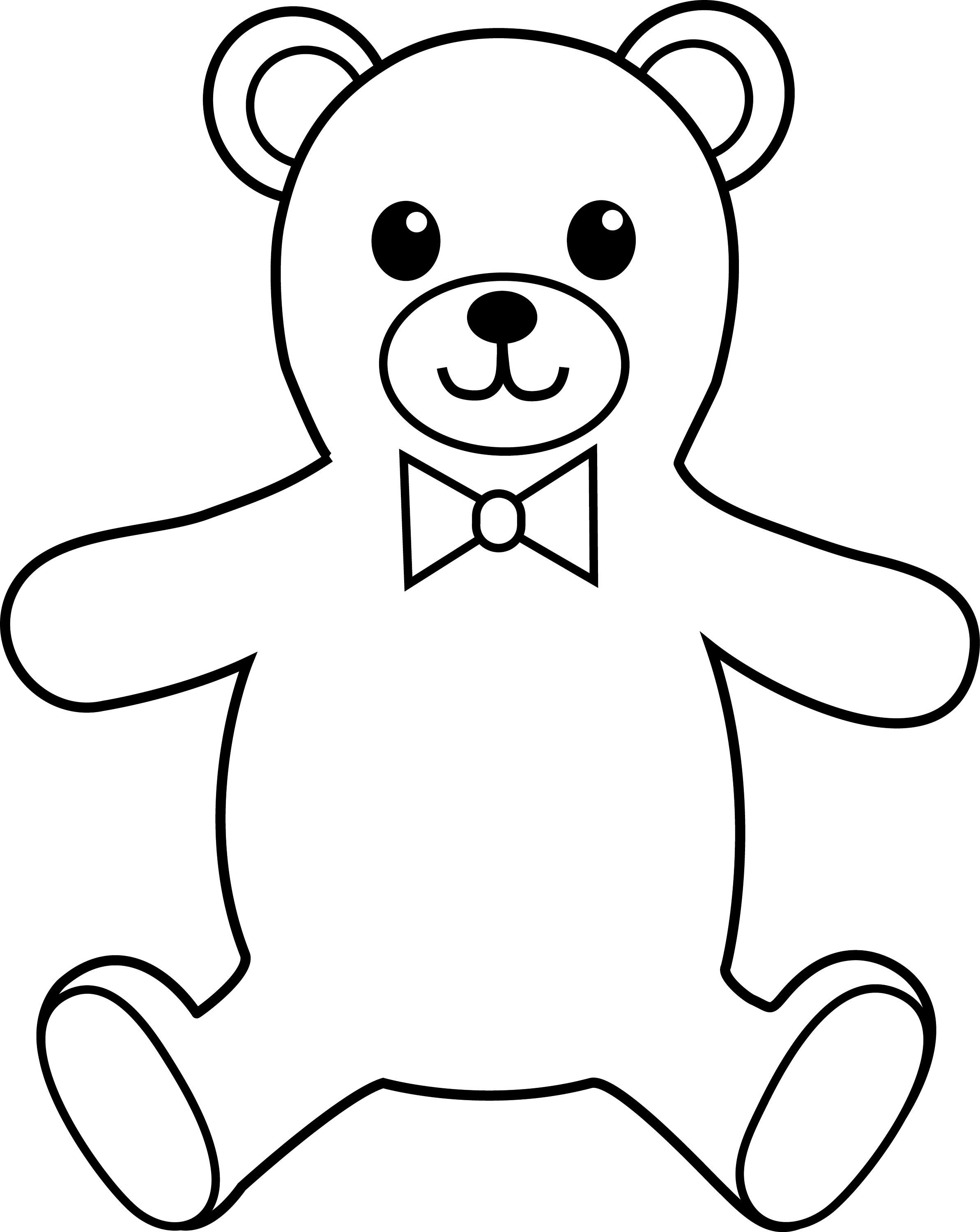 Teddy Bear Colorable Line Art Free Clip Art