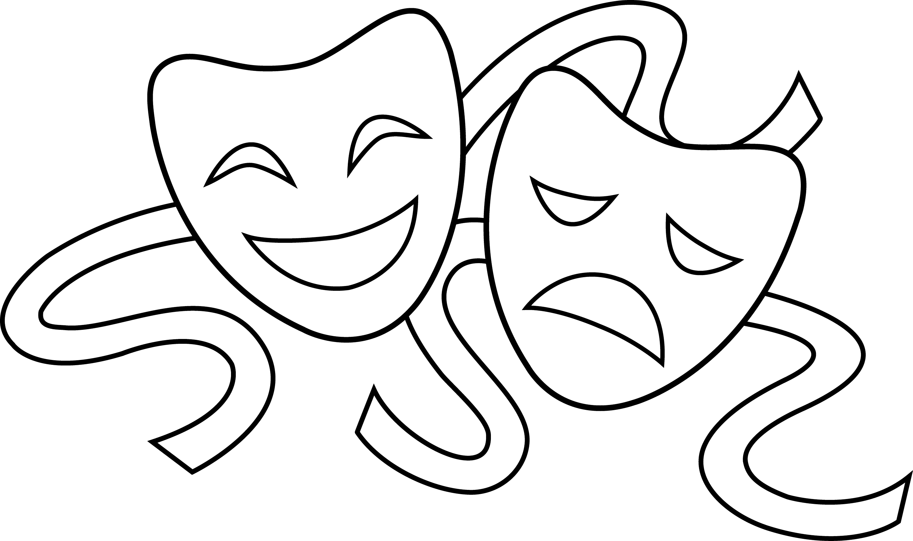 Theater Masks Line Art Free Clip Art