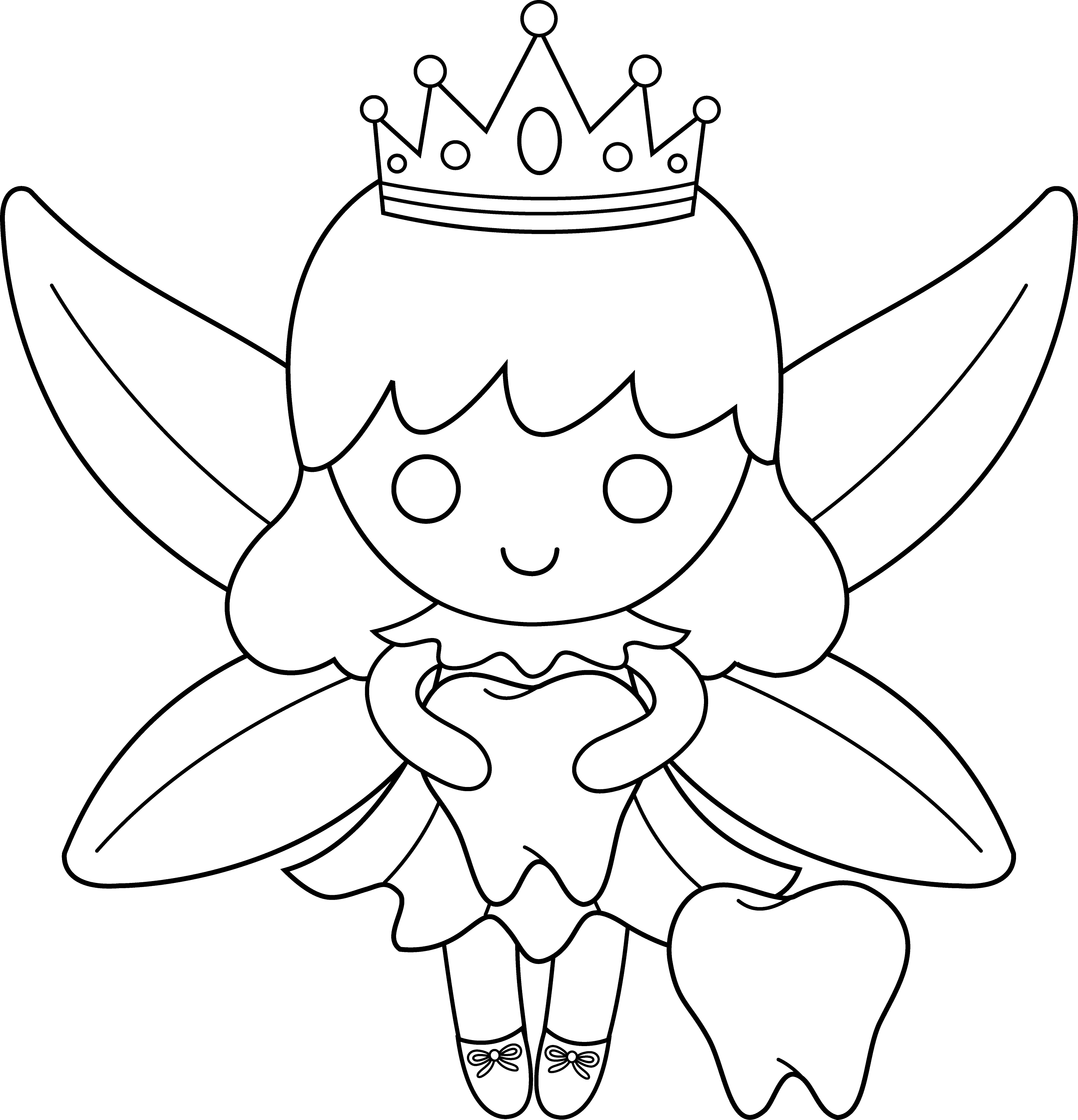 Cute Colorable Tooth Fairy Free Clip Art