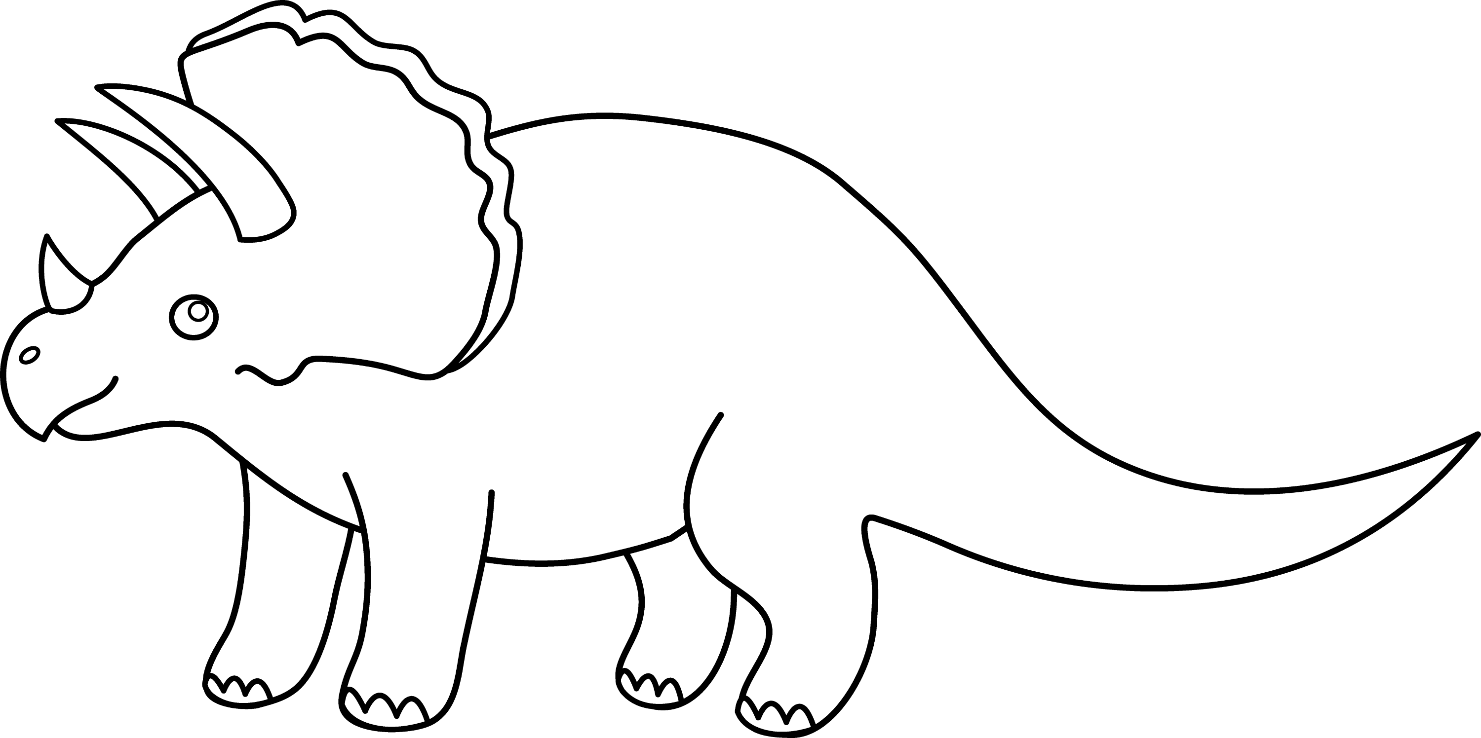 Triceratops Dinosaur Line Art - Free Clip Art