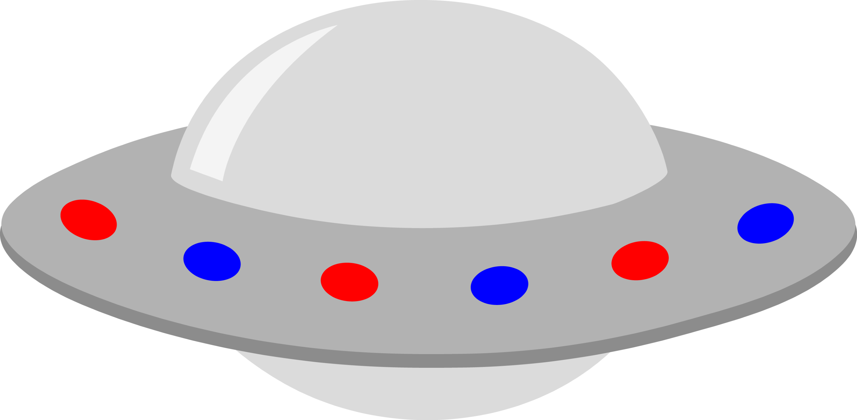 Silver UFO with Red and Blue Lights - Free Clip Art