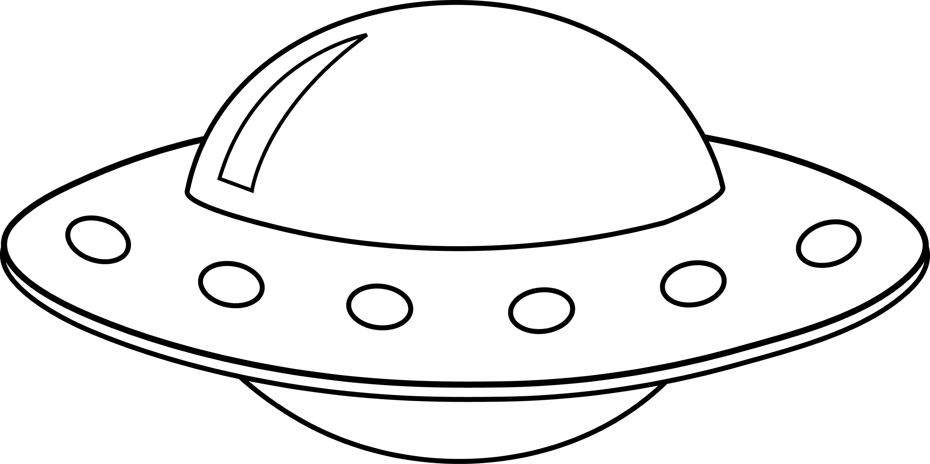 Colorable UFO Line Art - Free Clip Art