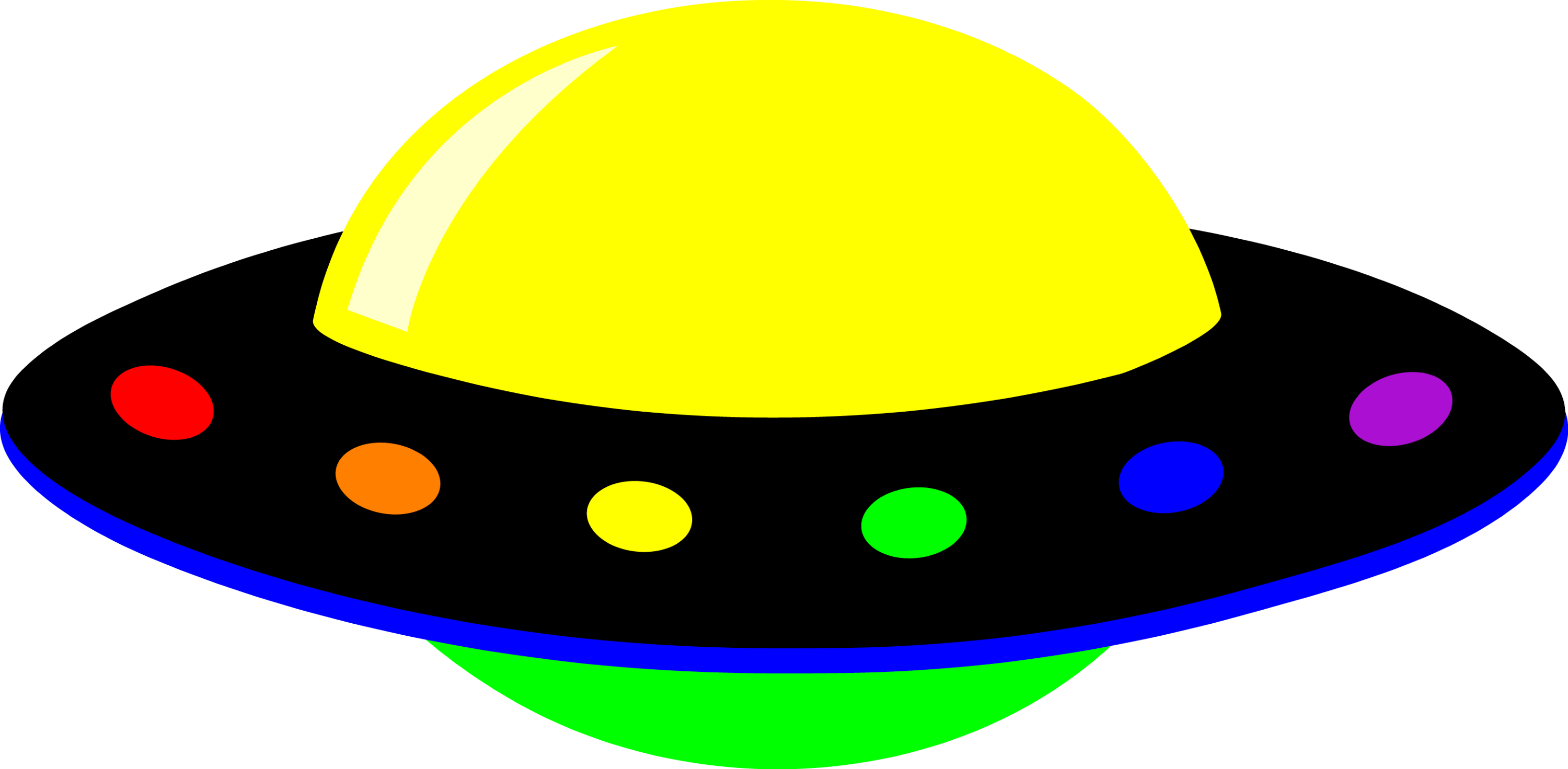 Neon Colorful Alien UFO - Free Clip Art