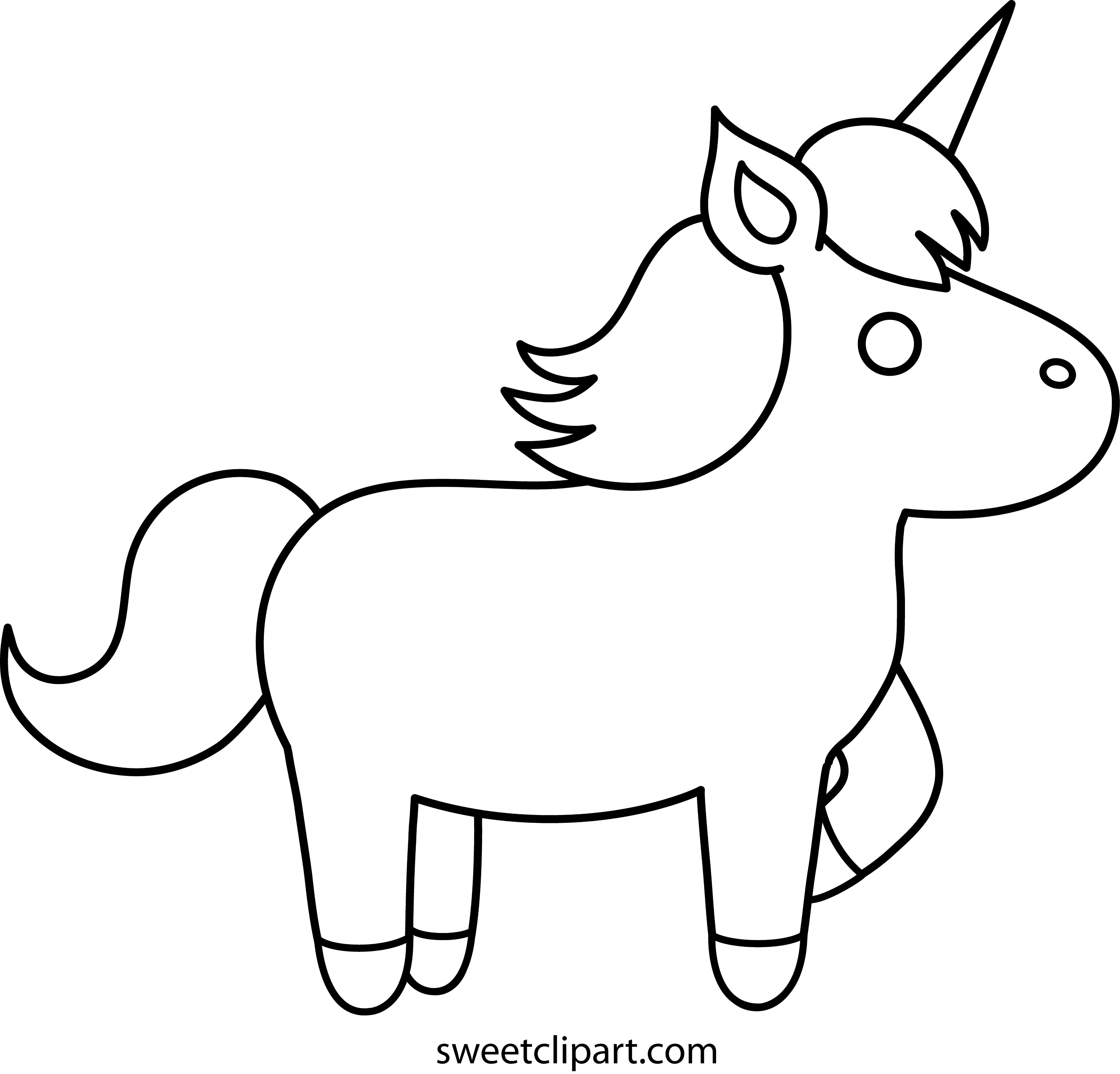 Cute Unicorn Coloring Page - Free Clip Art