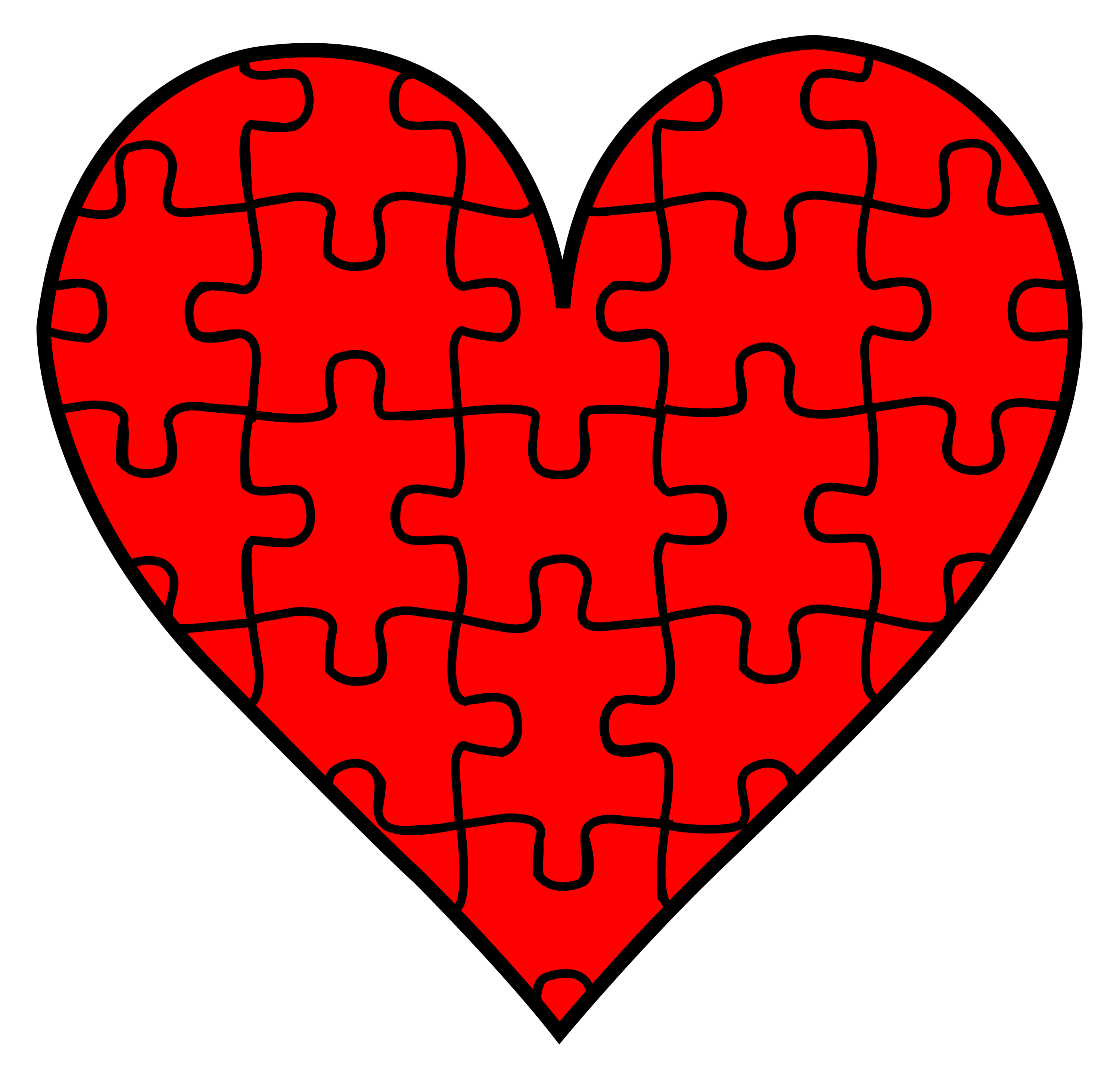 Red Heart With Puzzle Pieces Free Clip Art
