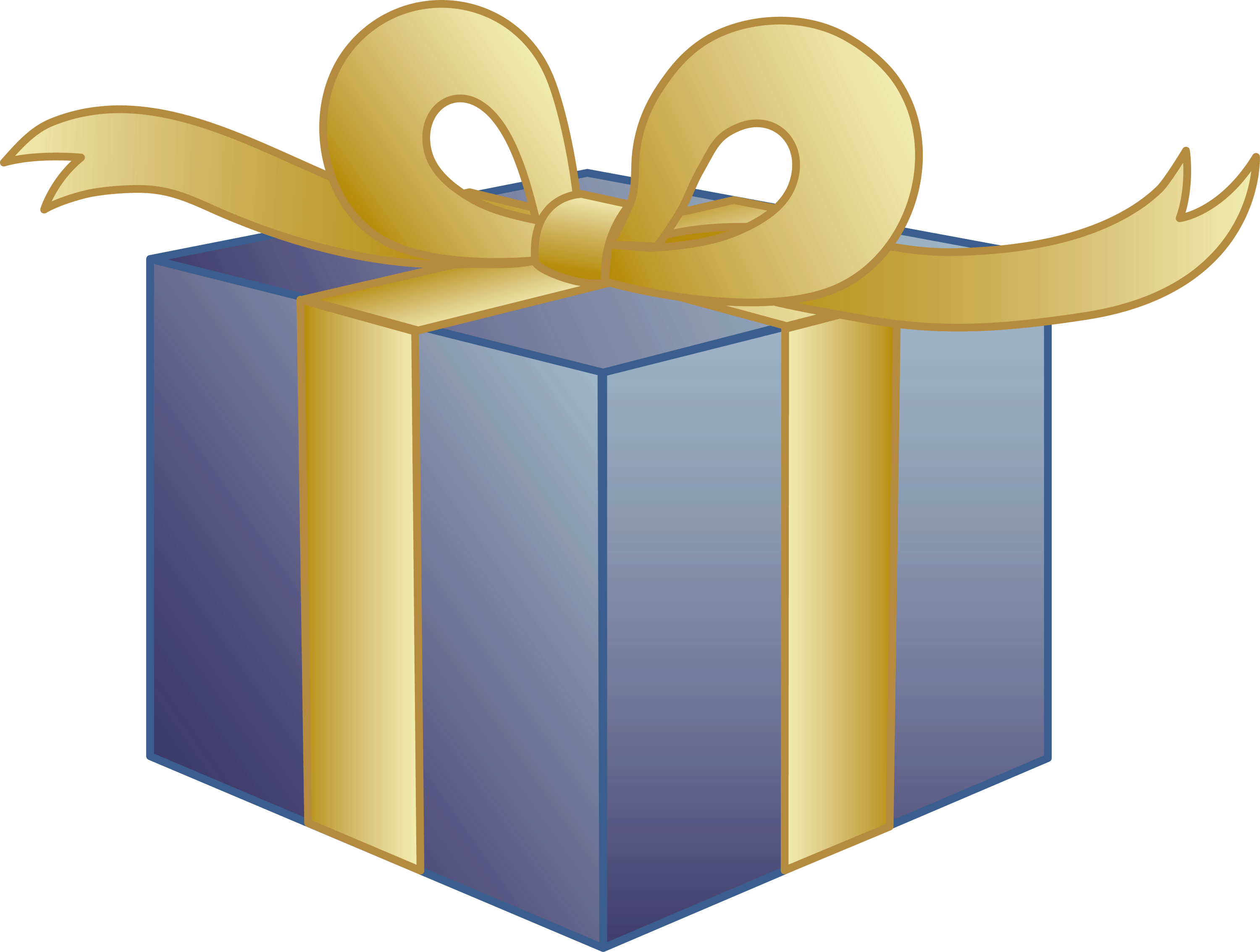 Blue Present With Golden Ribbon - Free Clip Art