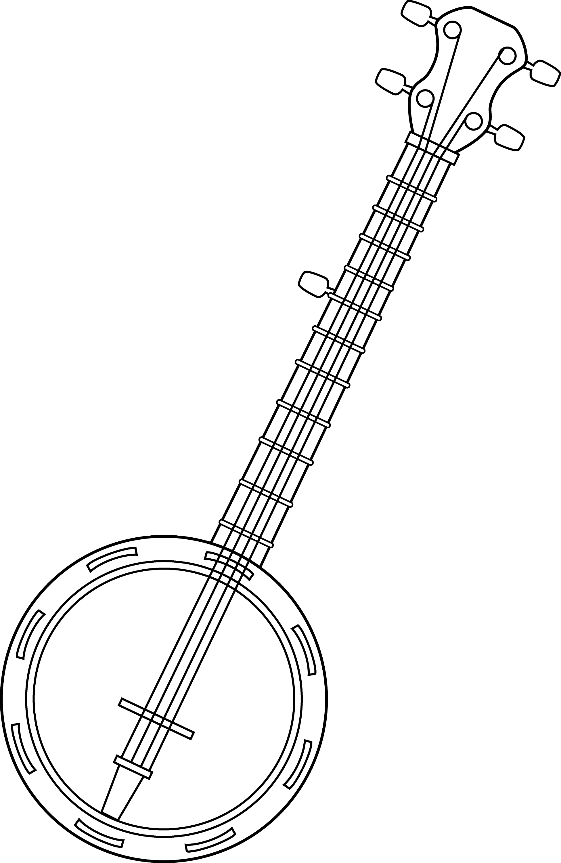 Banjo Colorable Line Art - Free Clip Art