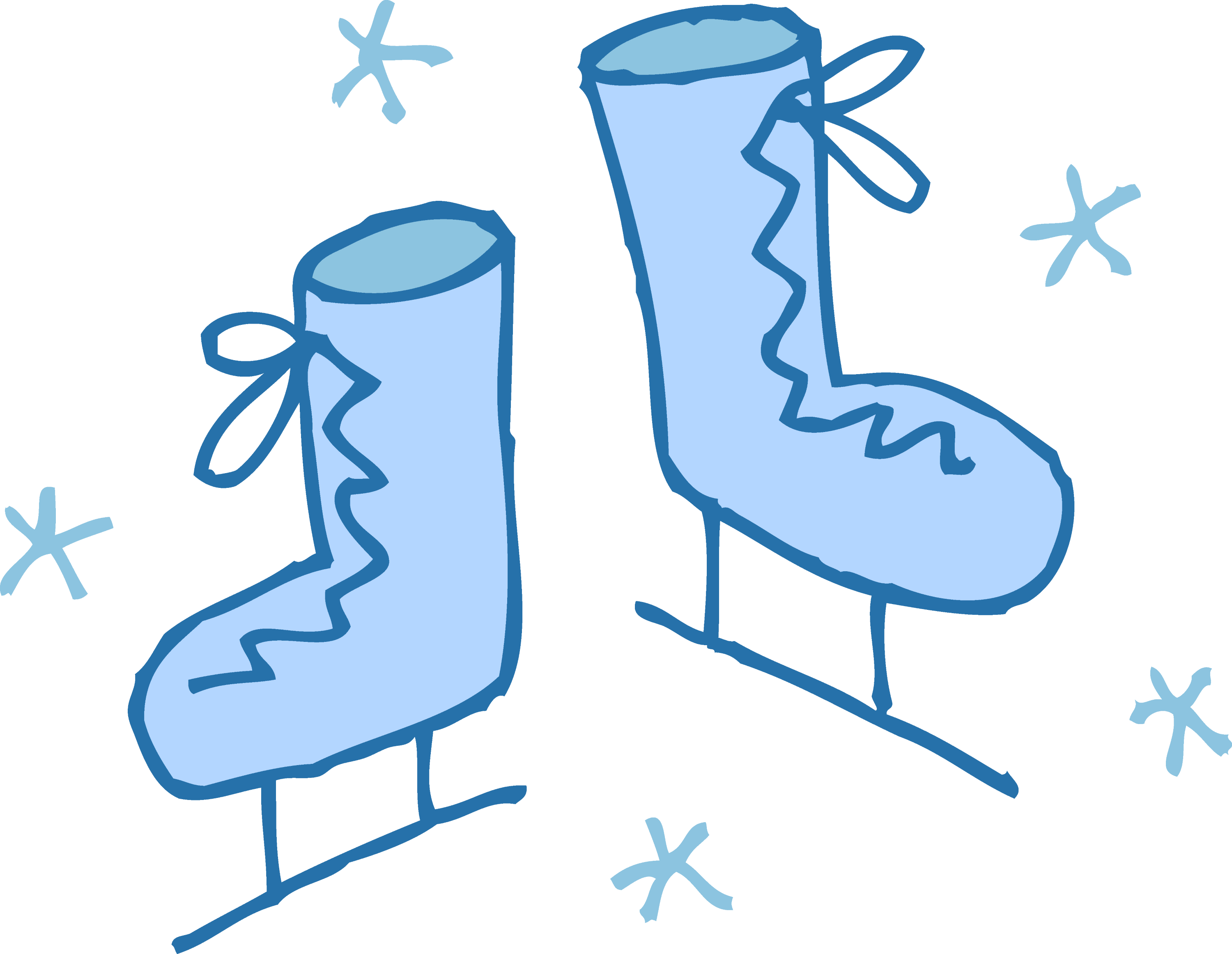 Cute Blue Ice Skates Clipart - Free Clip Art