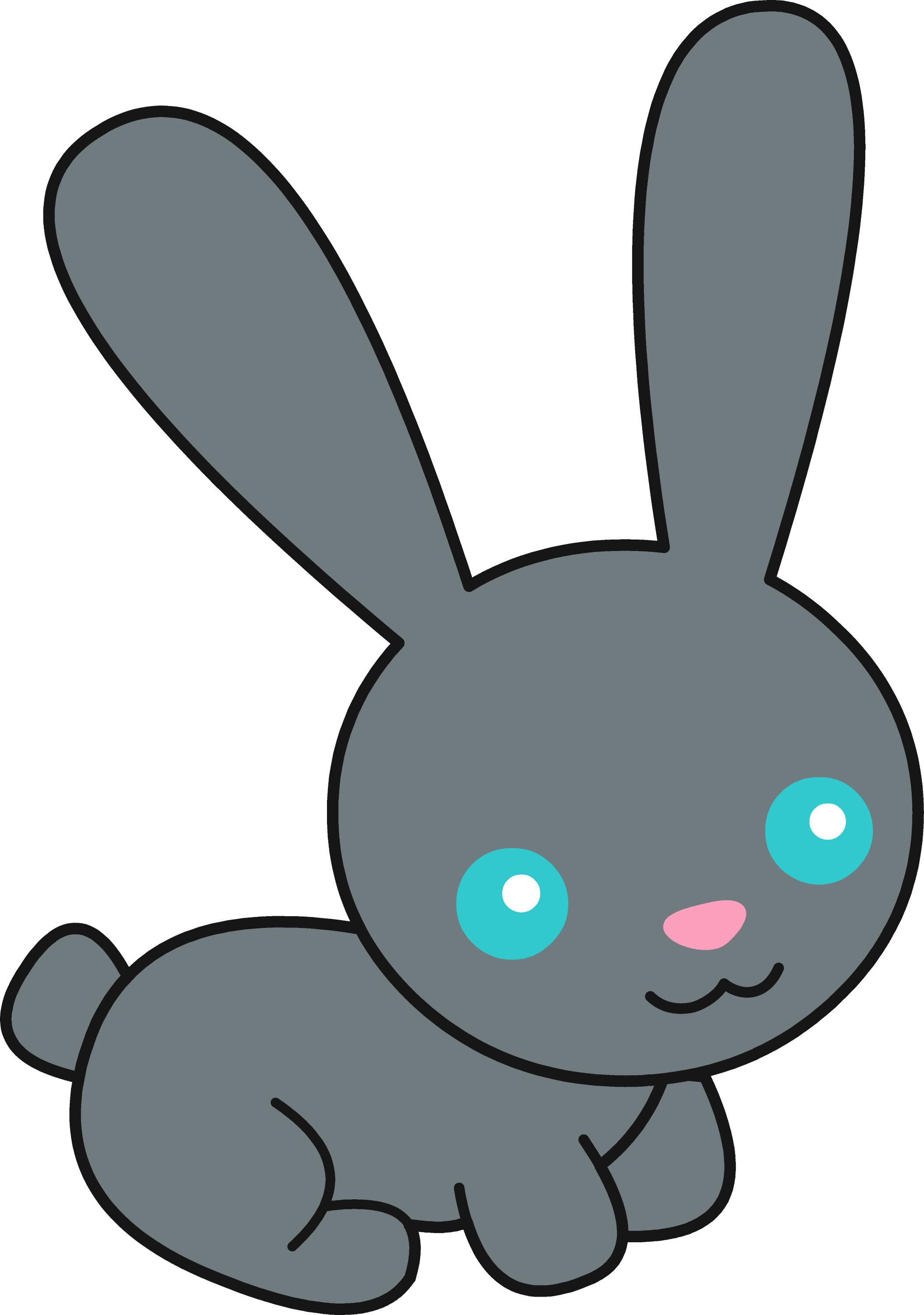 Cute Black Bunny Rabbit - Free Clip Art