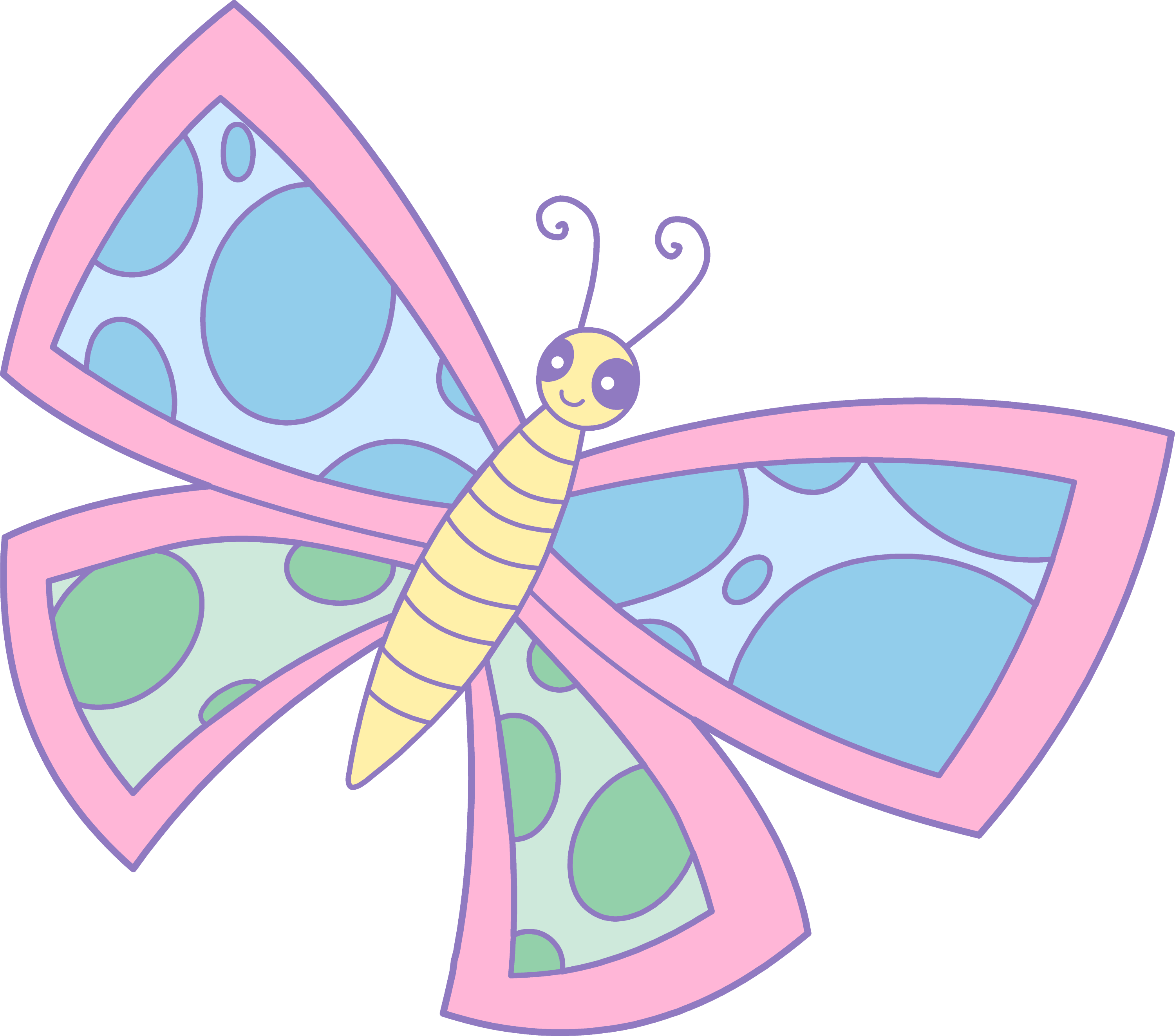 Cute Spotted Pastel Butterfly - Free Clip Art