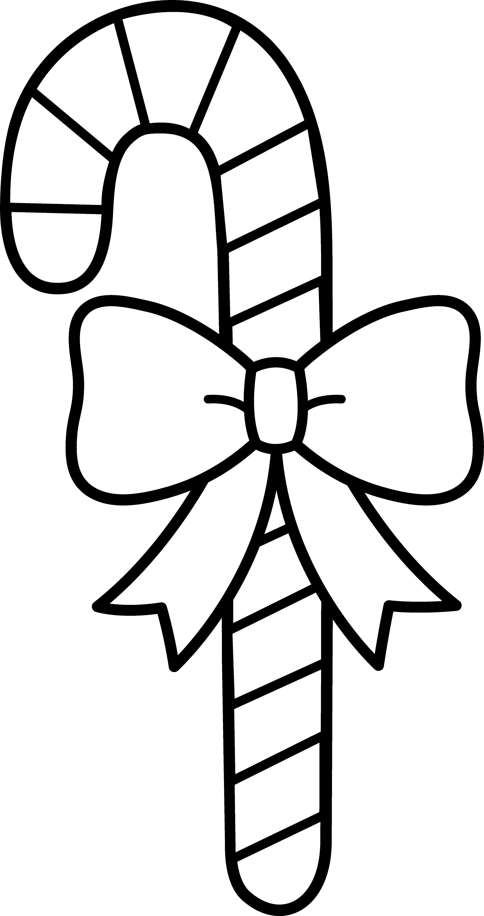 Candy Cane With Bow Line Art Free Clip Art