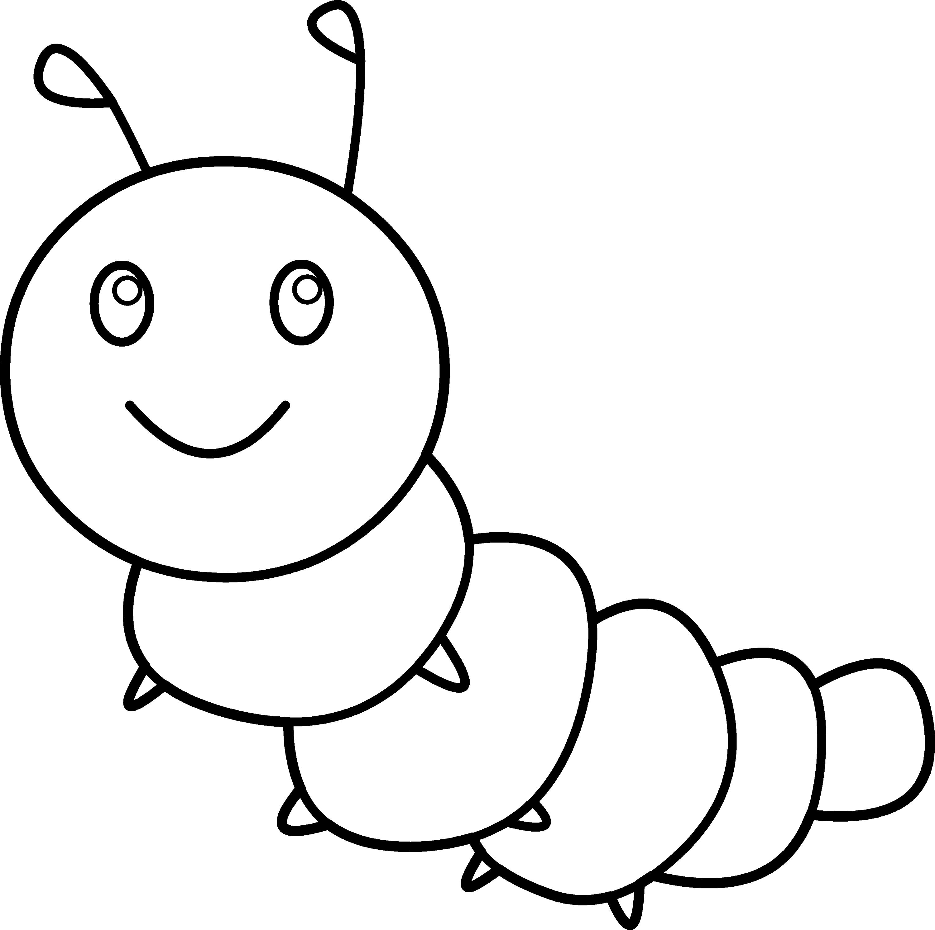 Happy Caterpillar Coloring Page Free Clip Art